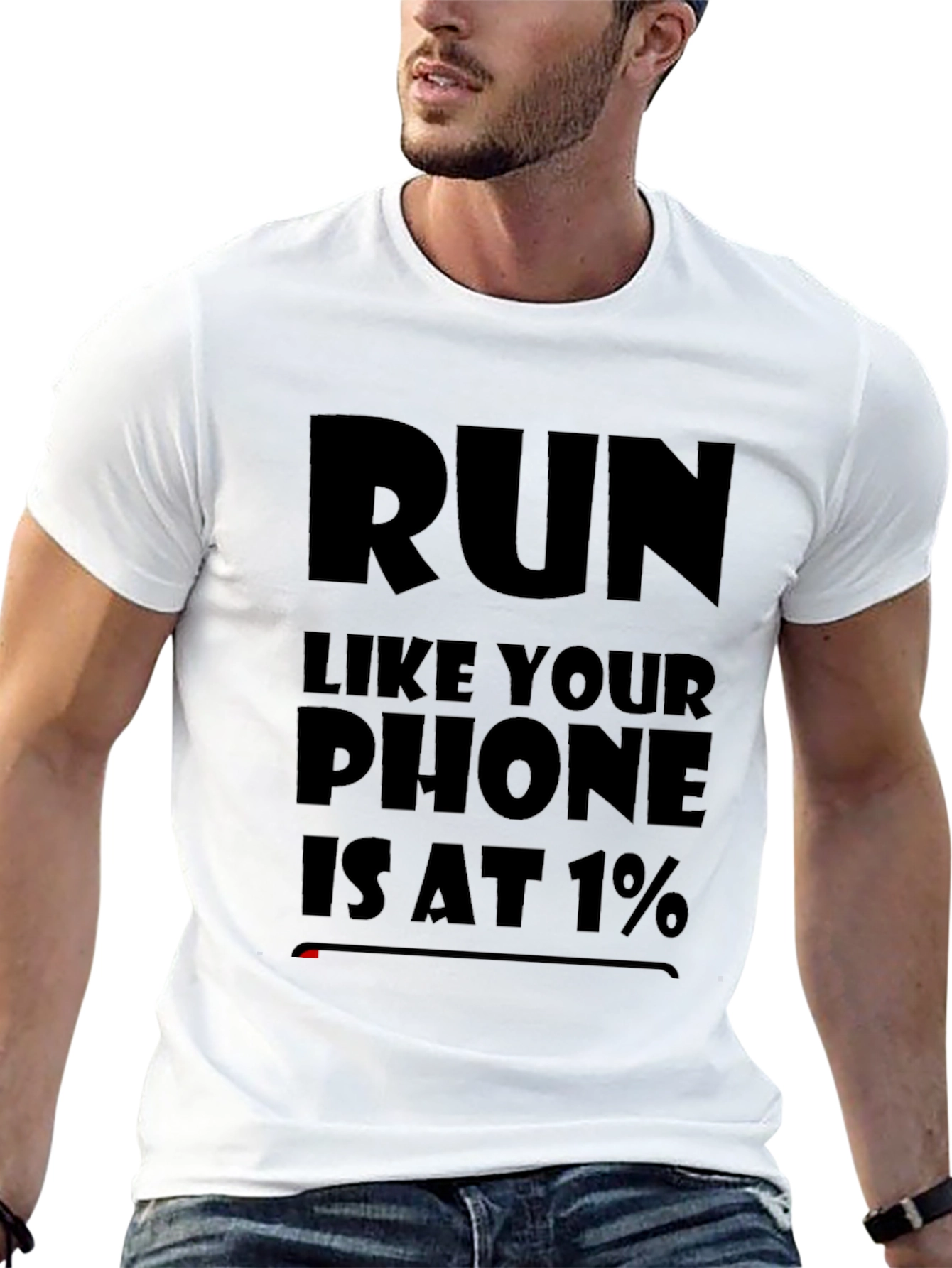 Run Like Your Phone Is at 1% Black T-Shirt