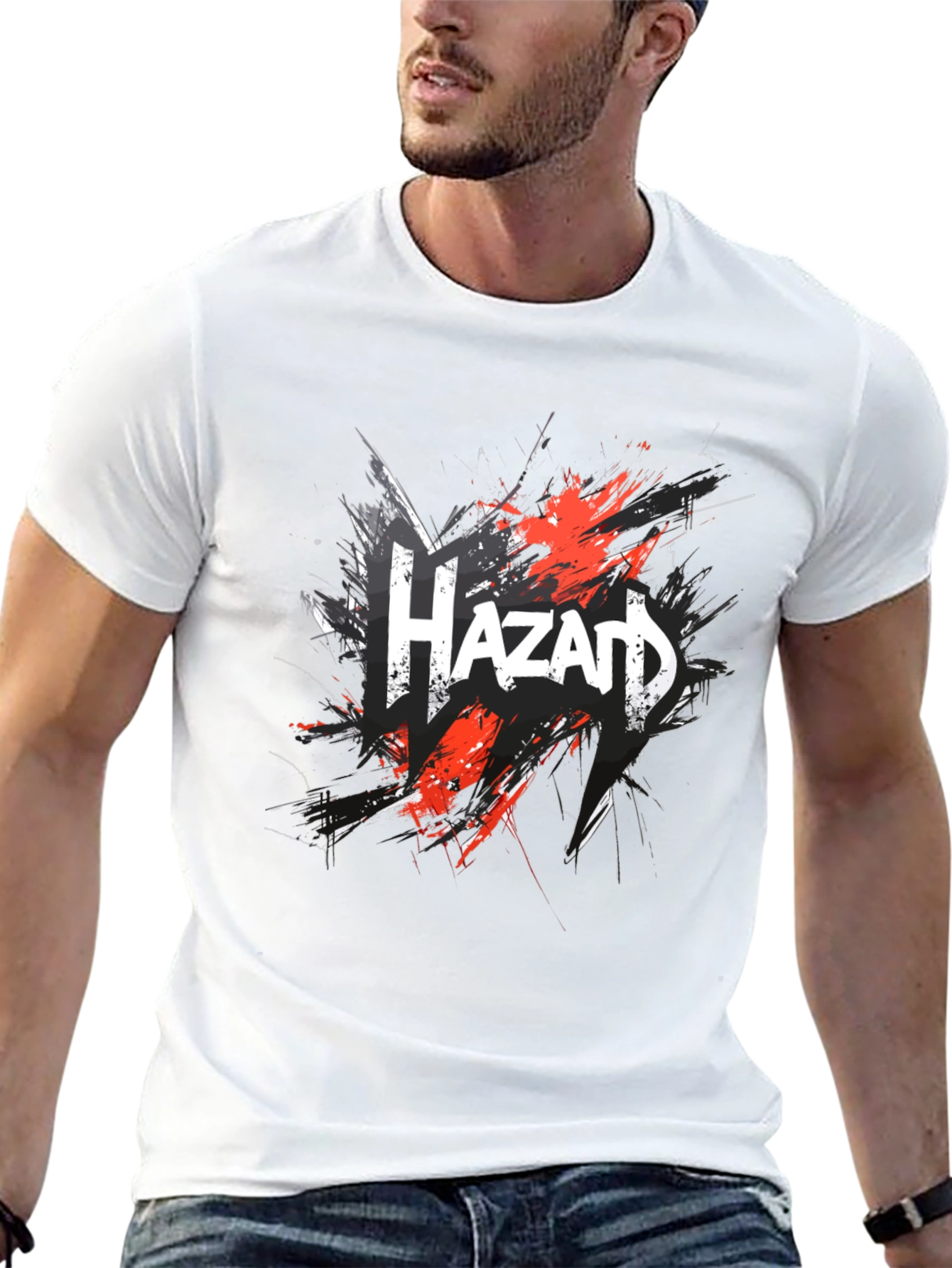 Hazard Graphic Print Black T-Shirt for Men