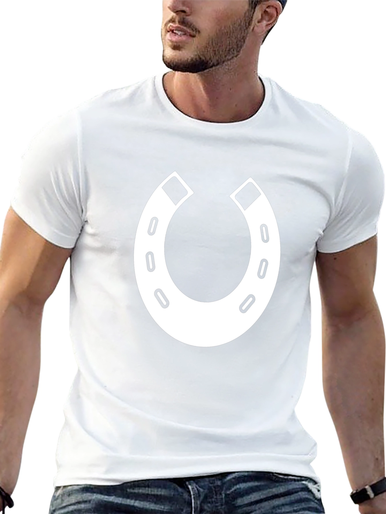 Lucky Horseshoe Graphic Tee - Black Cotton T-Shirt