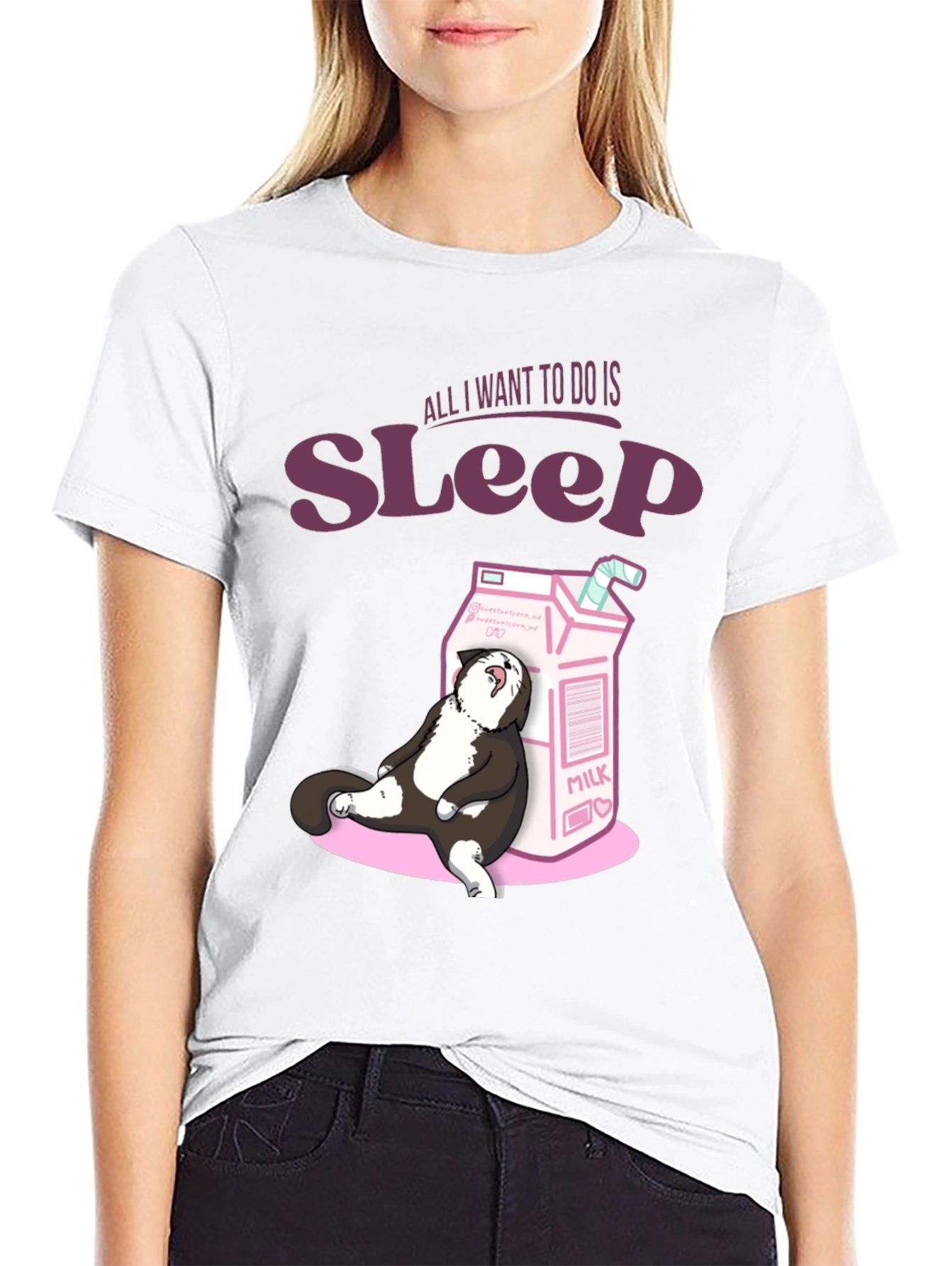 Sleepy Cat Milk T-Shirt