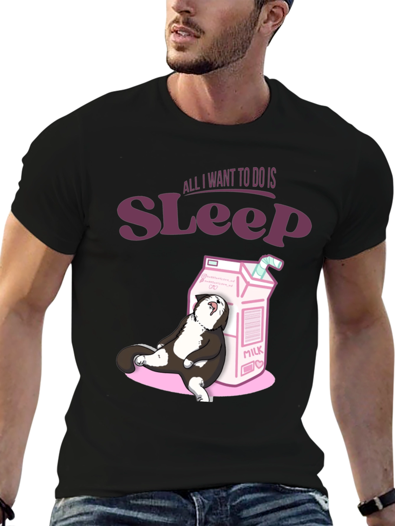 Sleepy Cat Milk T-Shirt