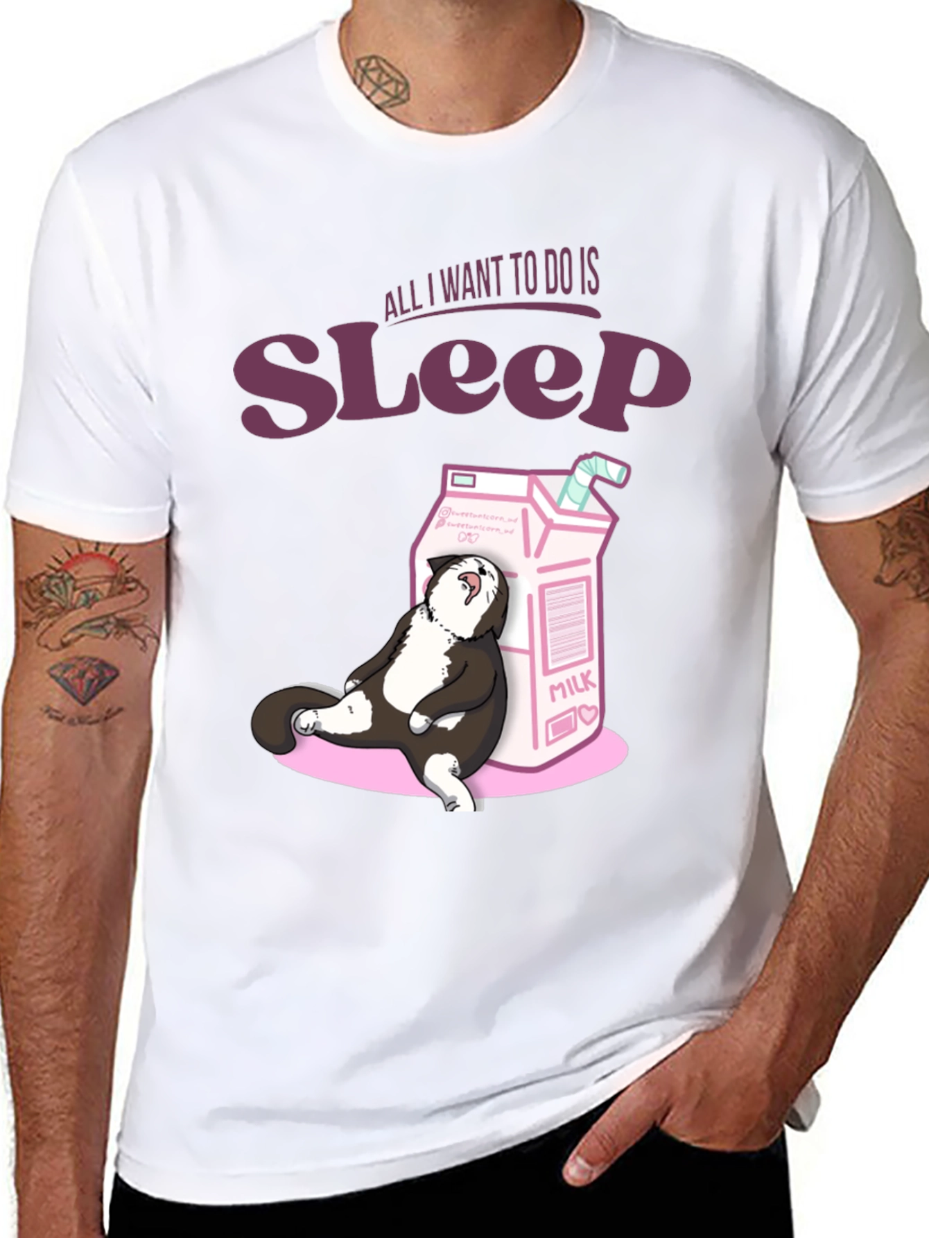 Sleepy Cat Milk T-Shirt
