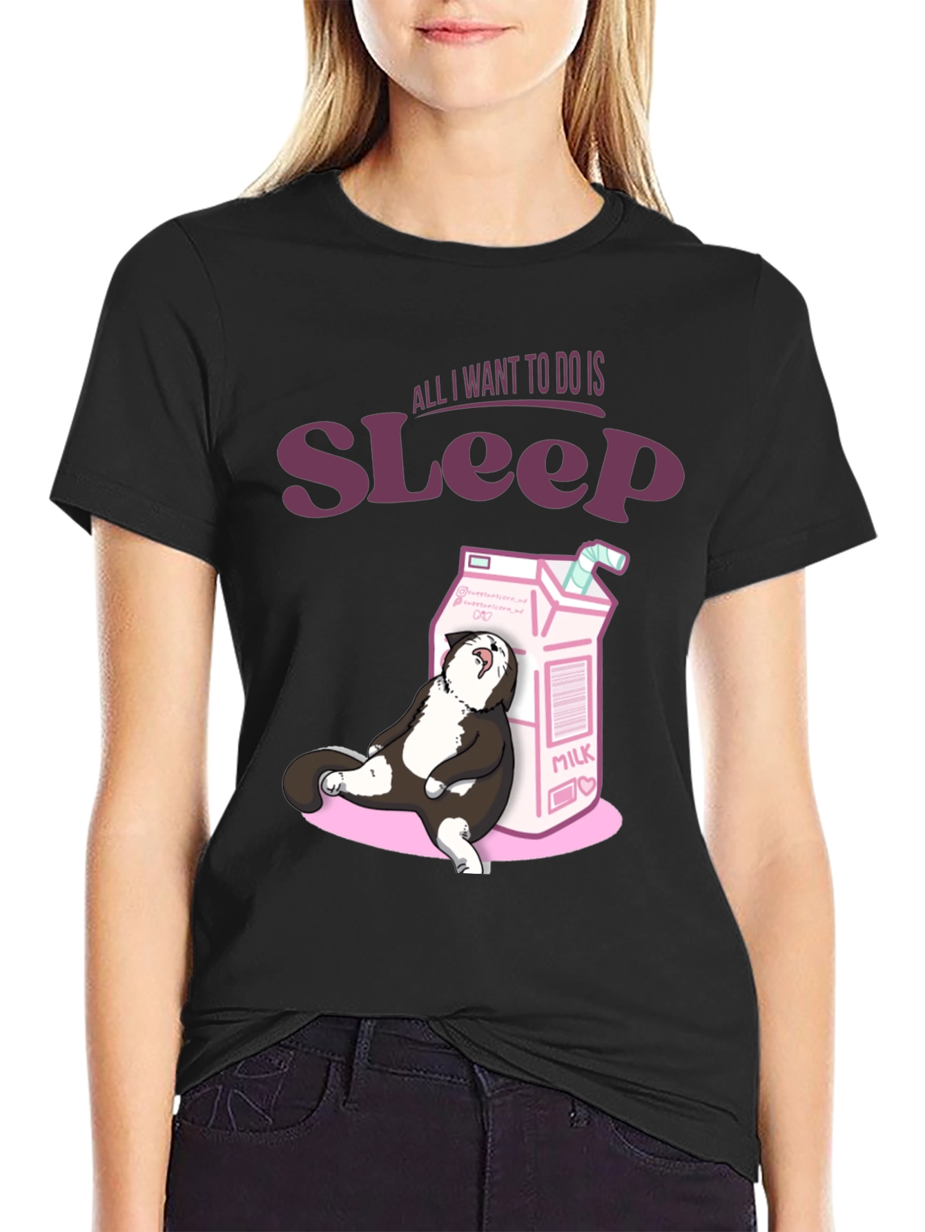 Sleepy Cat Milk T-Shirt
