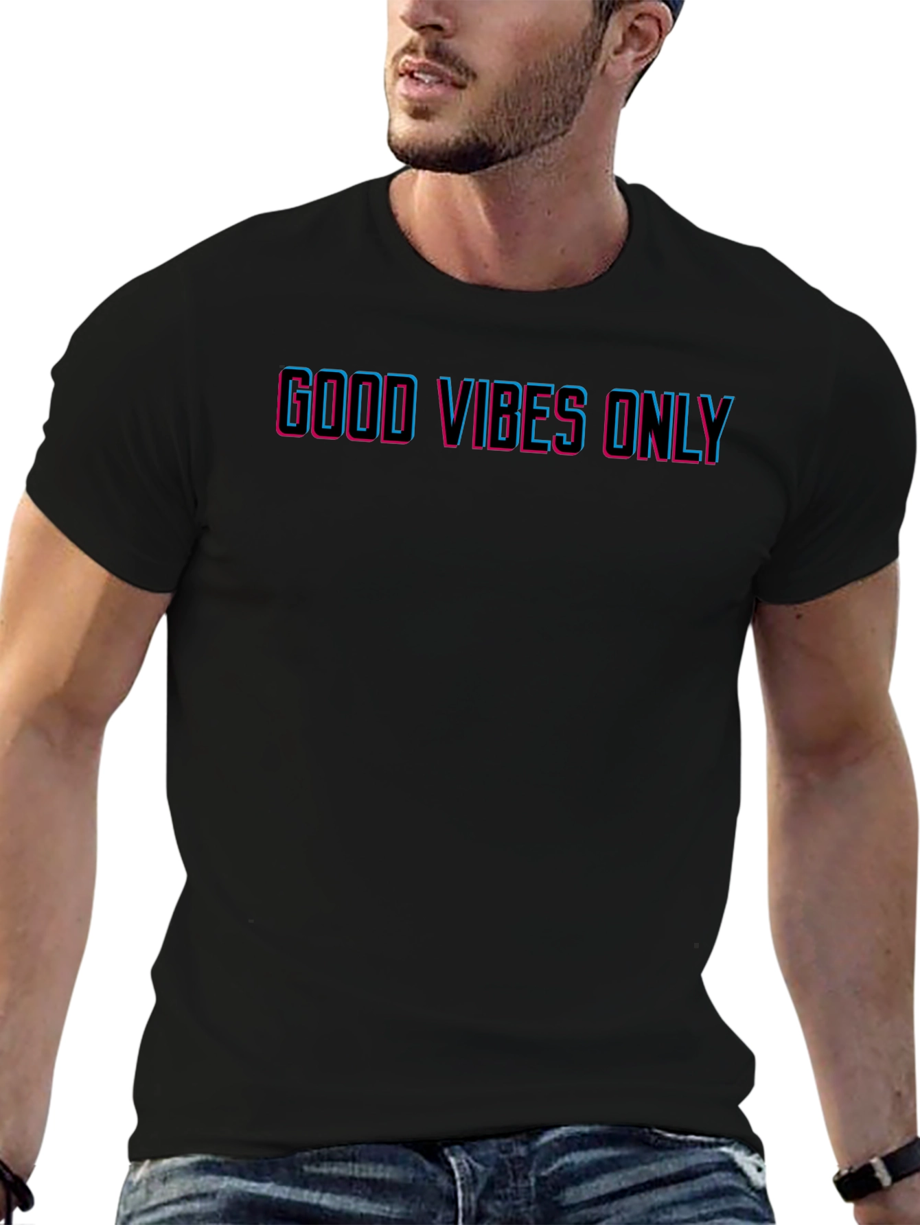 Good Vibes Only Mens Black Graphic T-Shirt