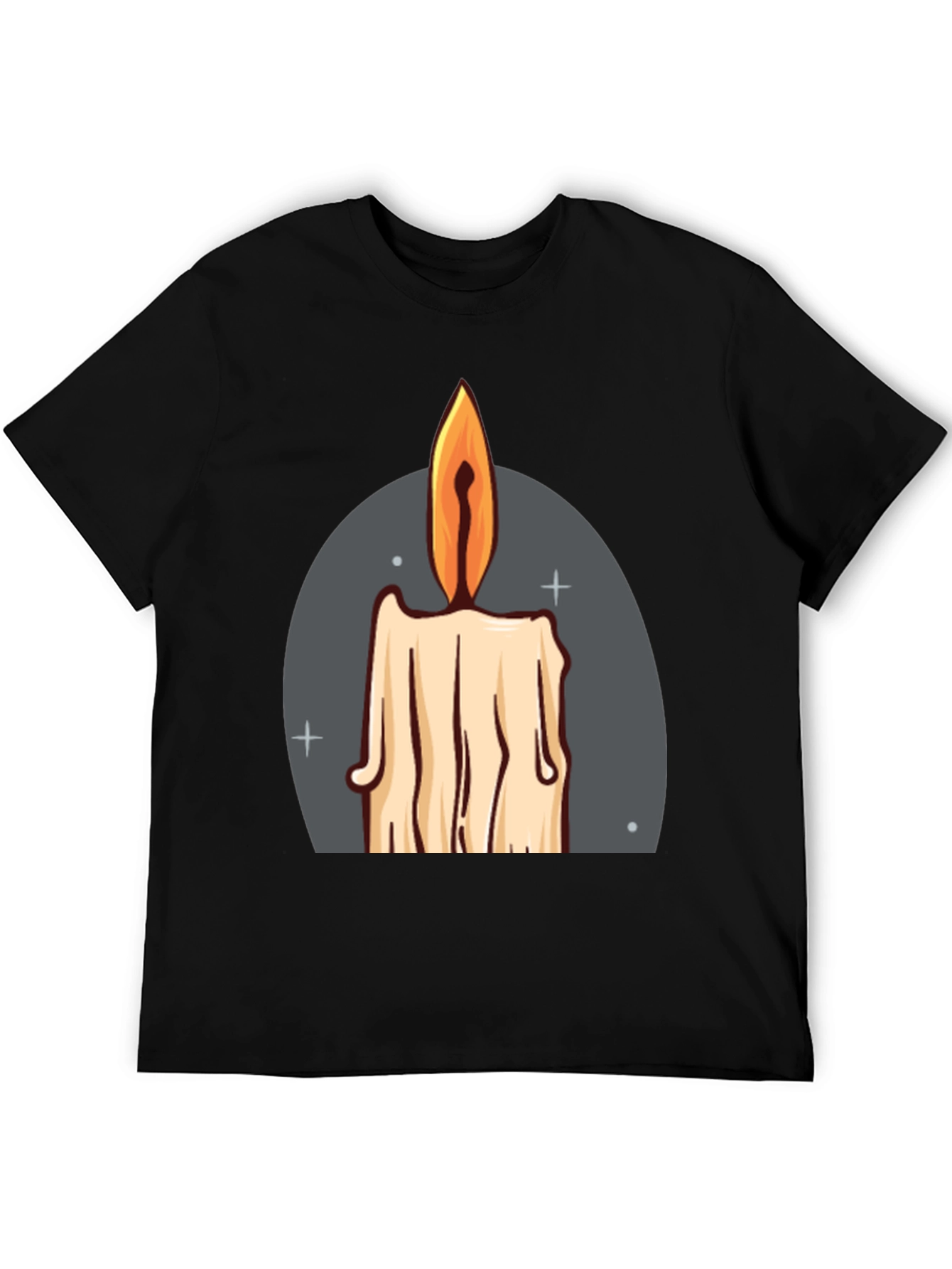 Candle Graphic Tee - Black Cotton Blend T-Shirt