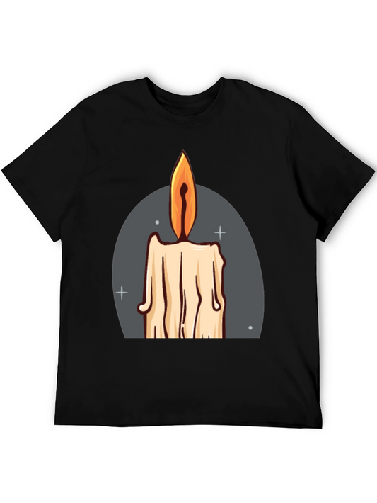 Candle Graphic Tee - Black Cotton Blend T-Shirt