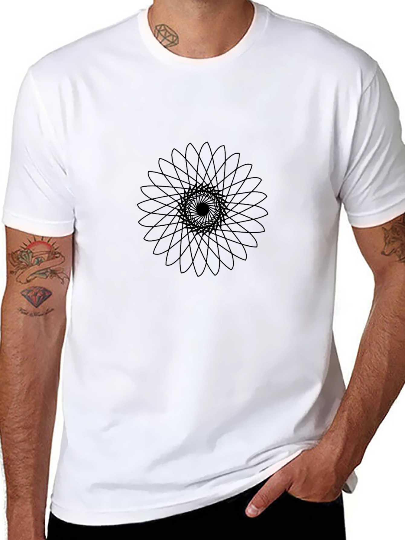 Abstract Geometric Print Black T-Shirt