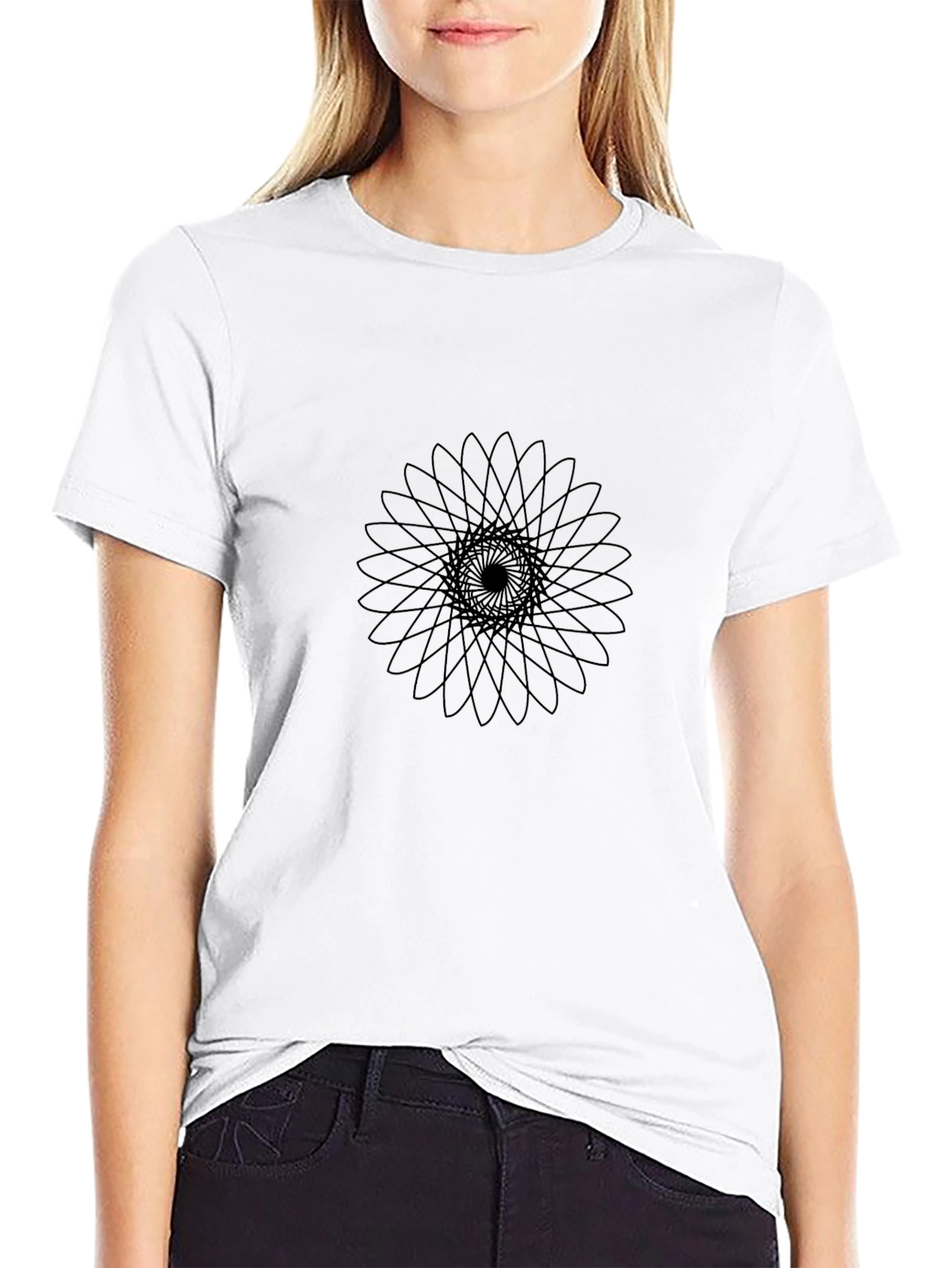 Abstract Geometric Print Black T-Shirt