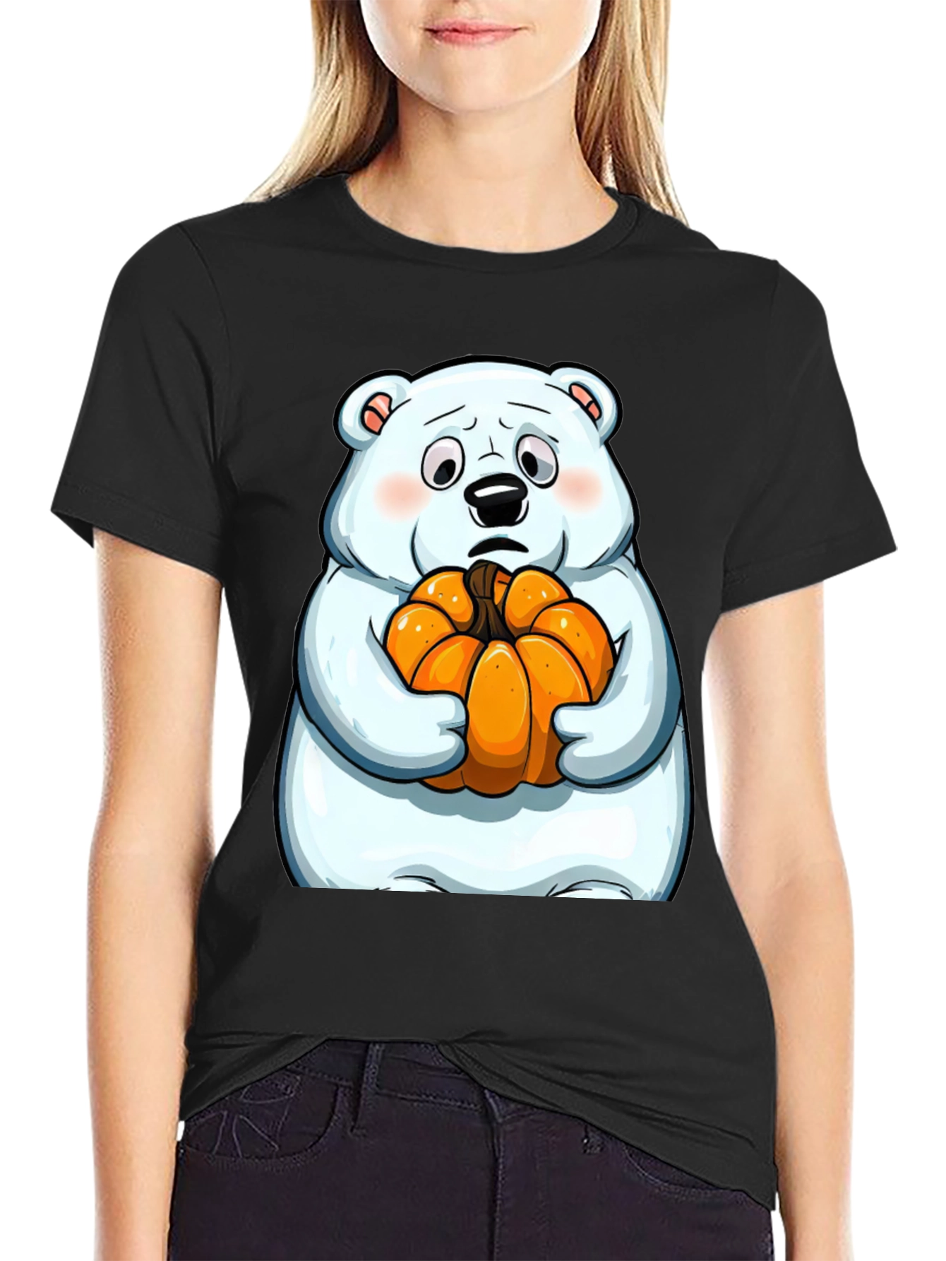 Polar Bear Pumpkin T-Shirt - Black