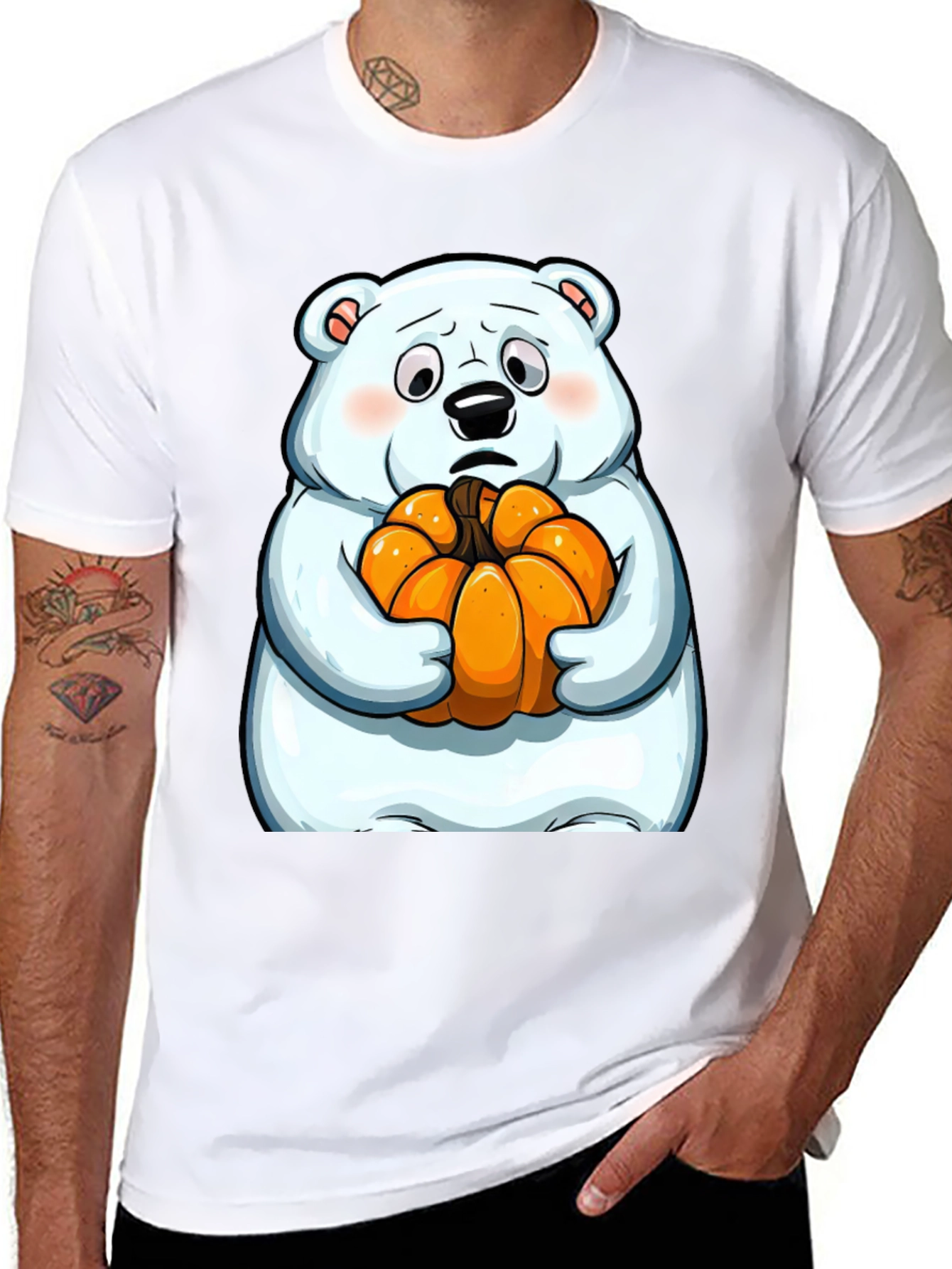Polar Bear Pumpkin T-Shirt - Black