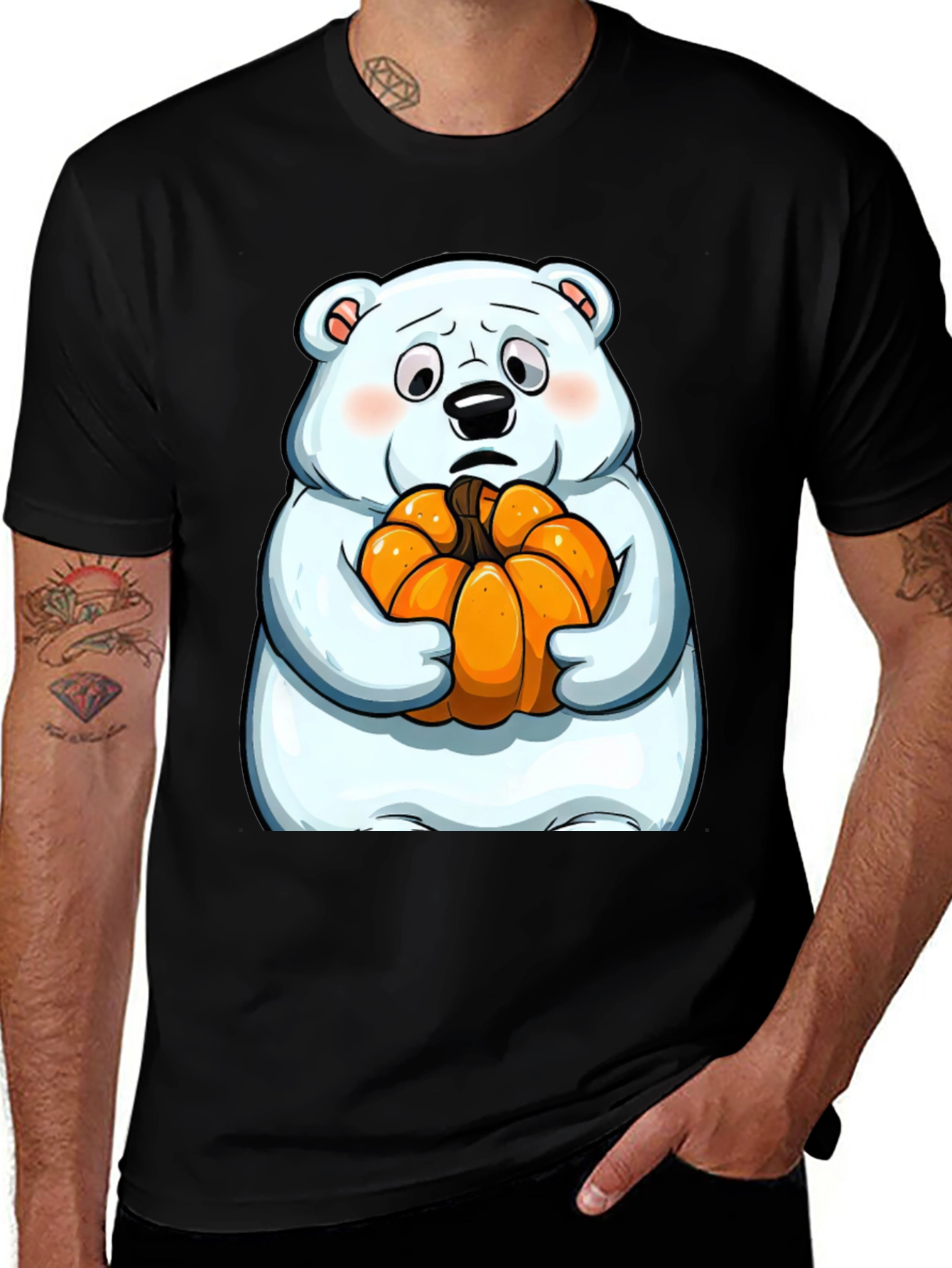 Polar Bear Pumpkin T-Shirt - Black