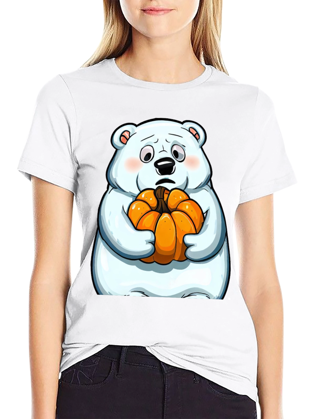 Polar Bear Pumpkin T-Shirt - Black