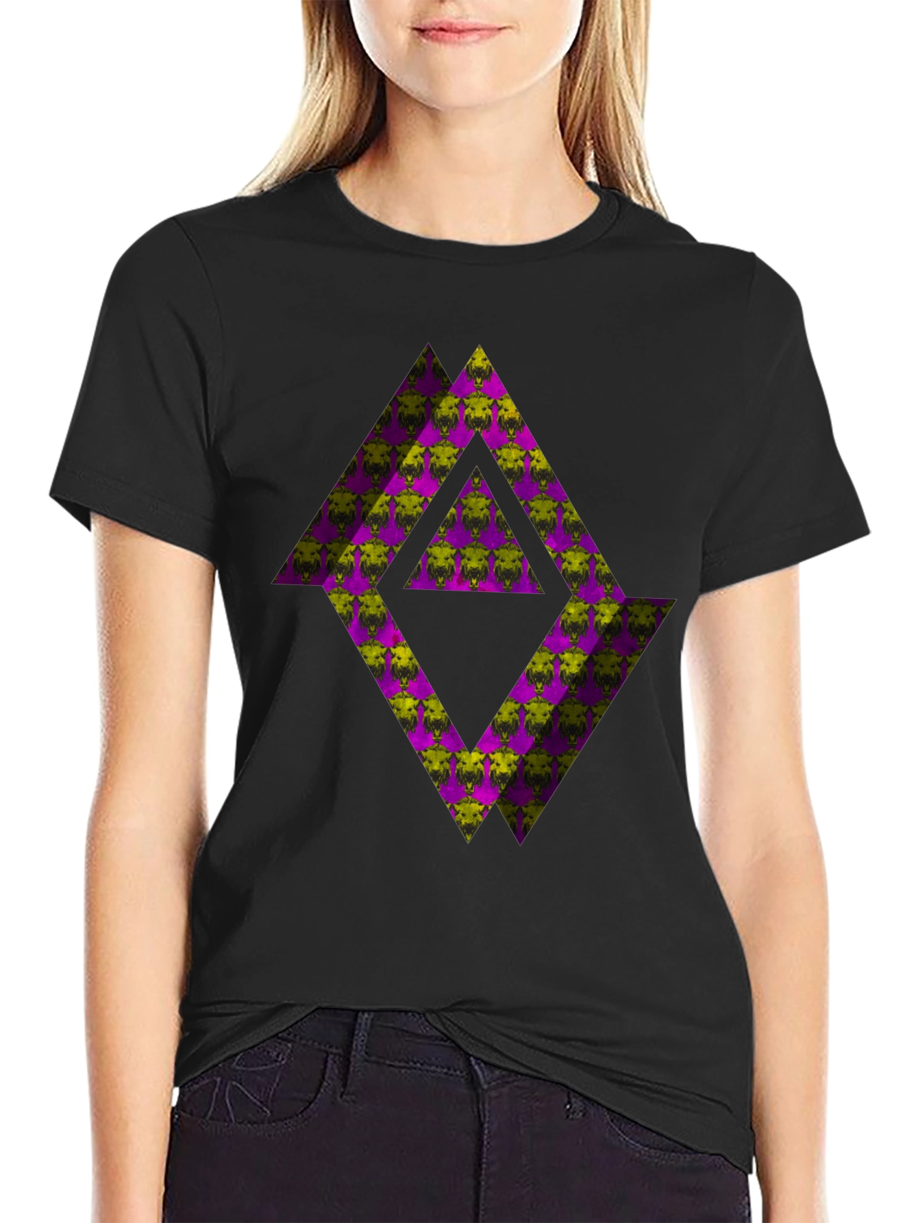 Abstract Graphic T-Shirt - Black Tee with Geometric Print