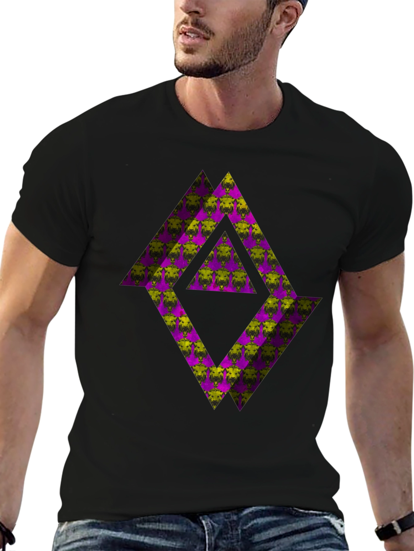 Abstract Graphic T-Shirt - Black Tee with Geometric Print