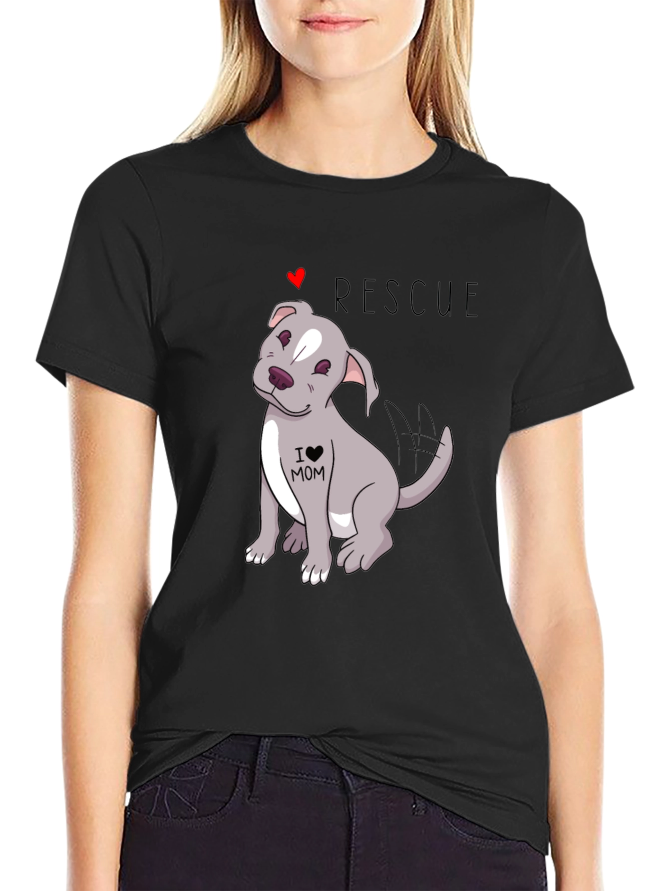 Rescue Dog Lover T-Shirt - I Heart Mom