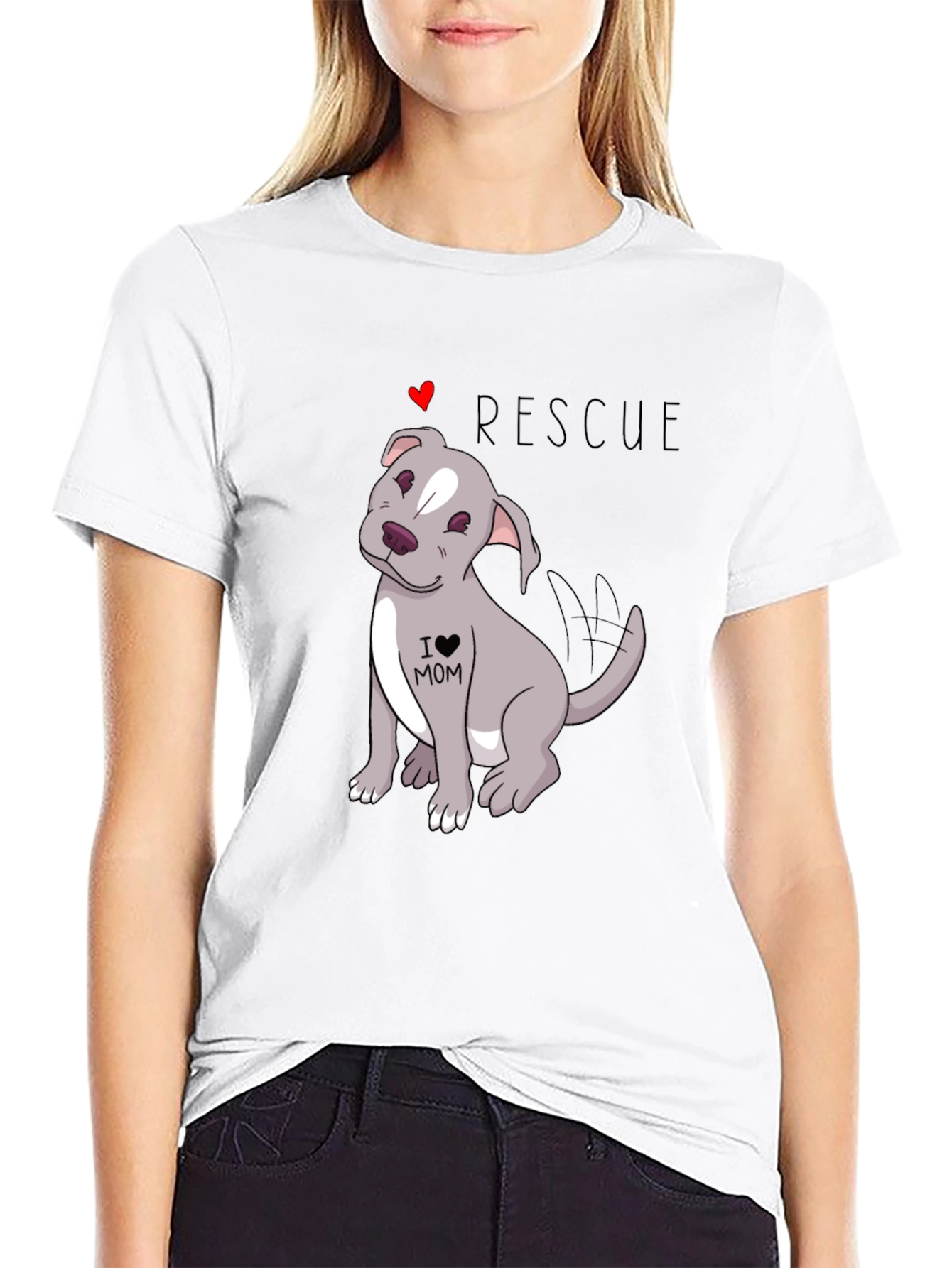 Rescue Dog Lover T-Shirt - I Heart Mom