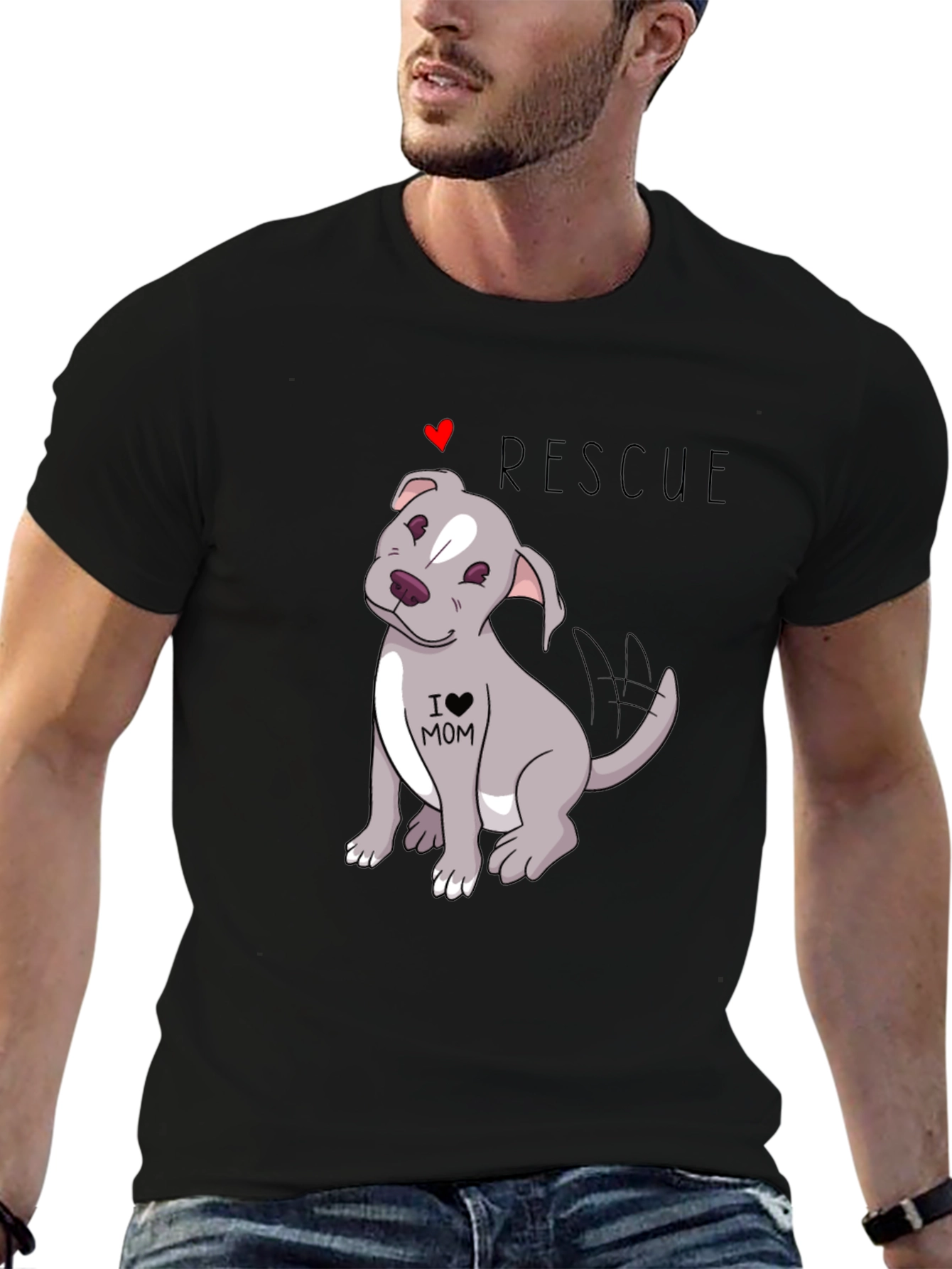 Rescue Dog Lover T-Shirt - I Heart Mom