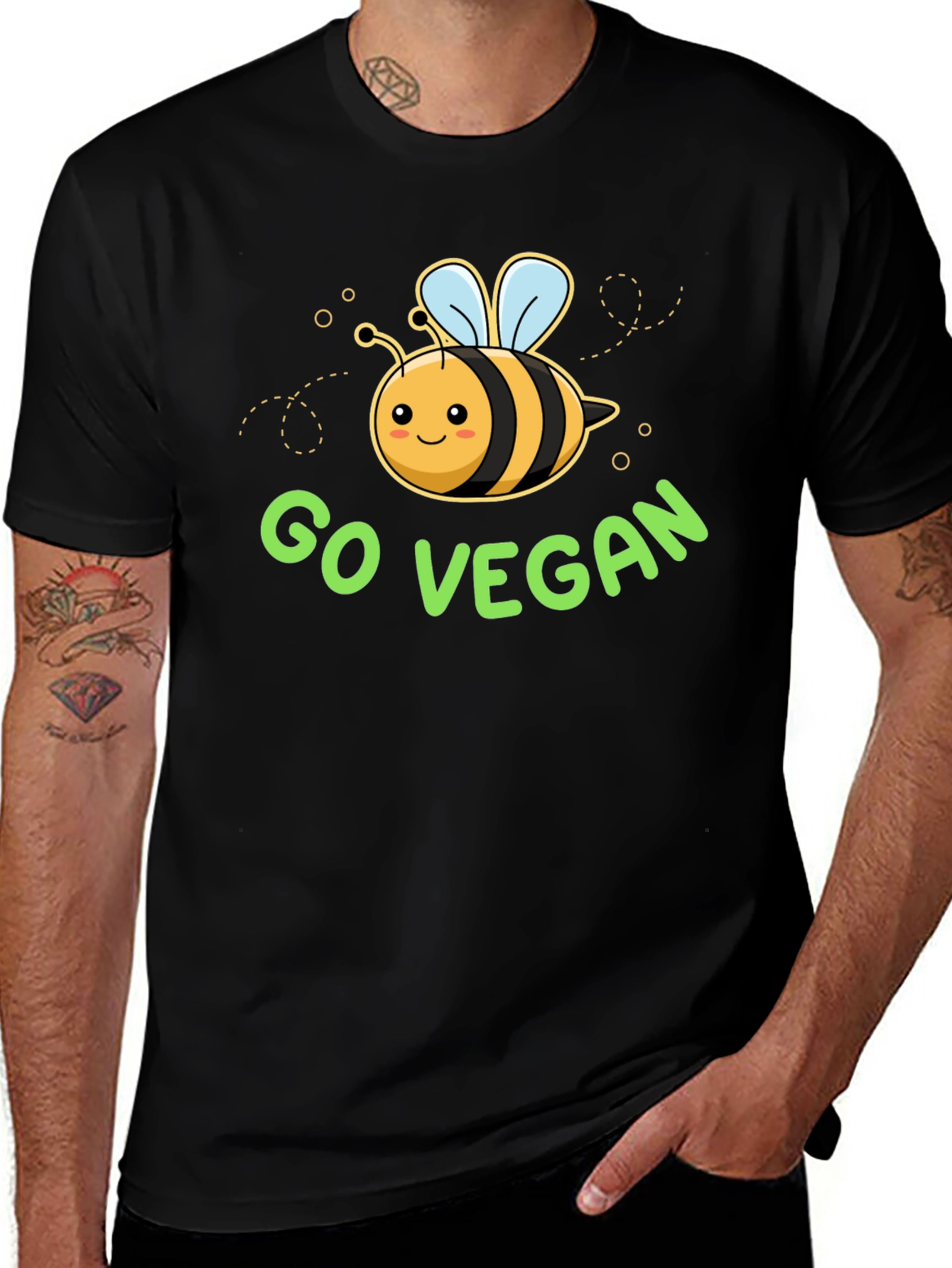 Go Vegan Bee Graphic T-Shirt