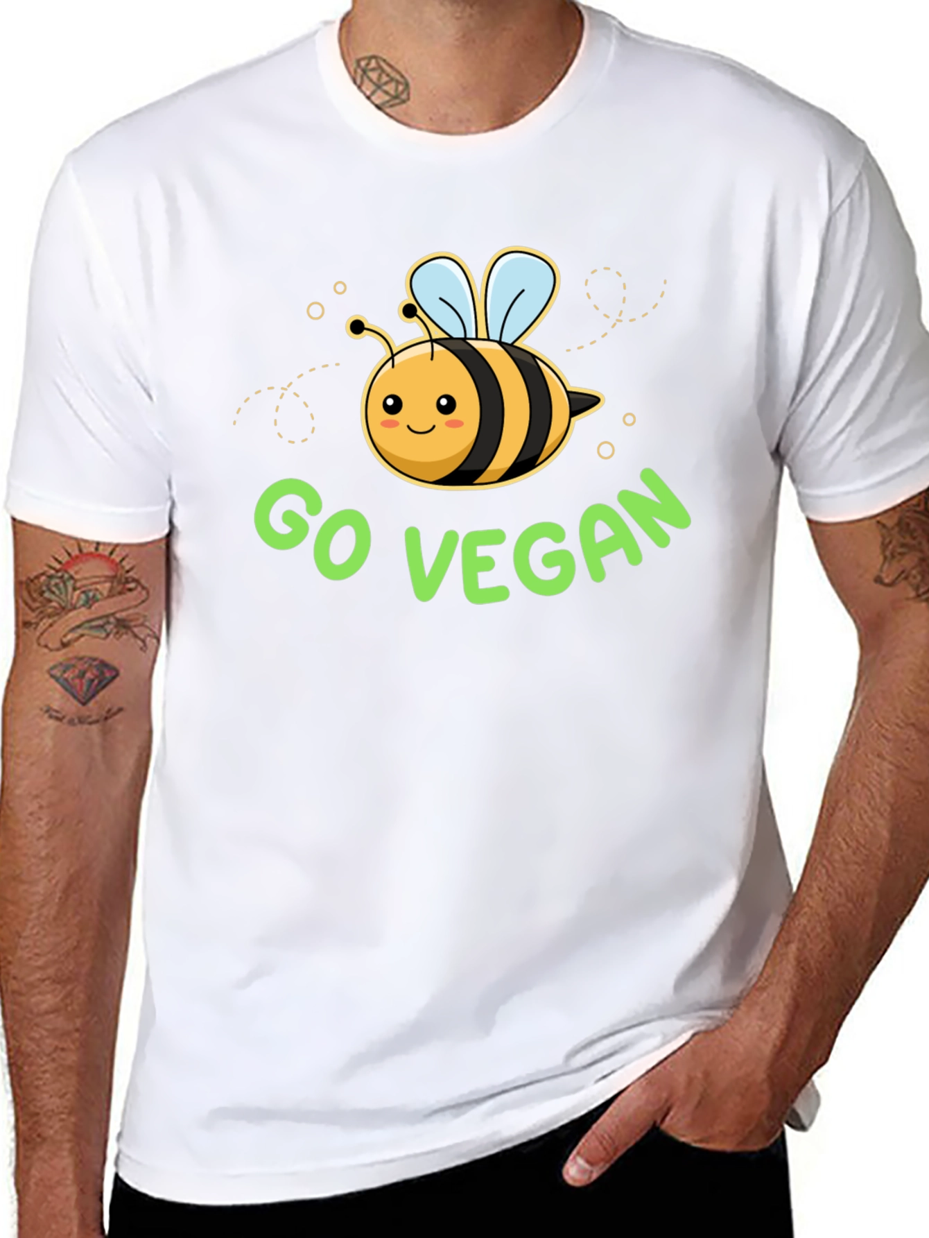 Go Vegan Bee Graphic T-Shirt
