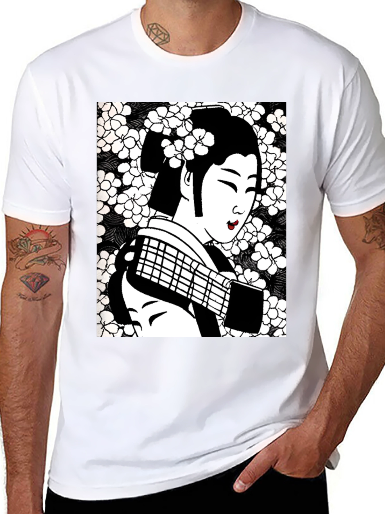 Geisha Graphic Tee - Stylish Black Cotton T-Shirt