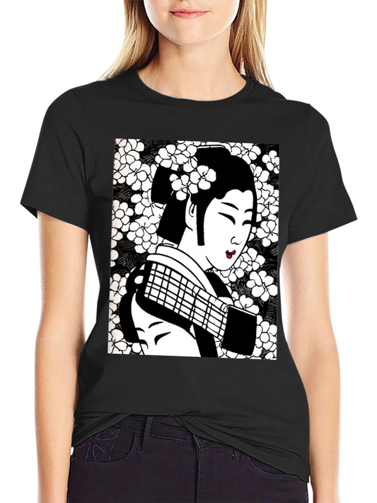Geisha Graphic Tee - Stylish Black Cotton T-Shirt