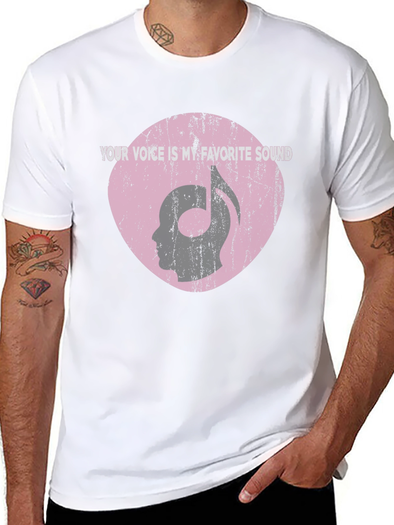 Music Note Head Silhouette Graphic T-Shirt