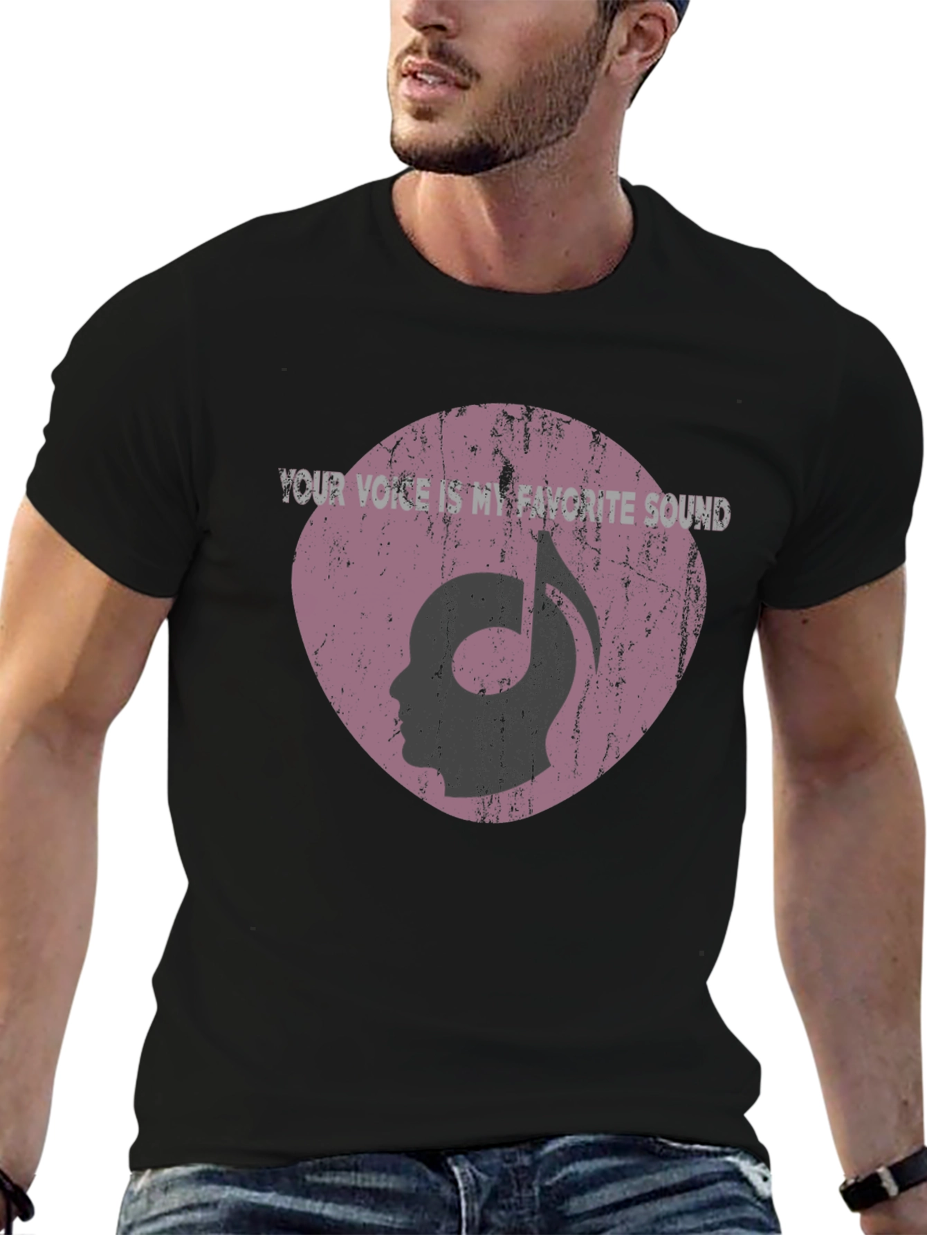 Music Note Head Silhouette Graphic T-Shirt
