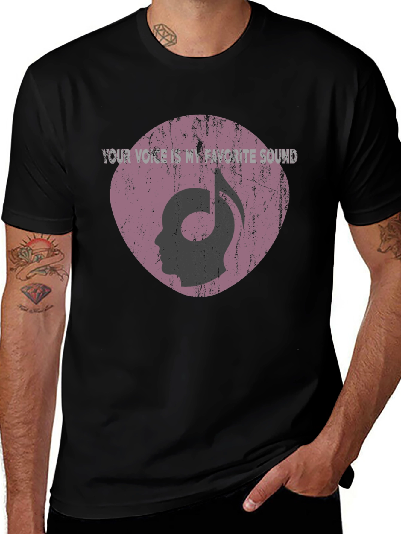 Music Note Head Silhouette Graphic T-Shirt