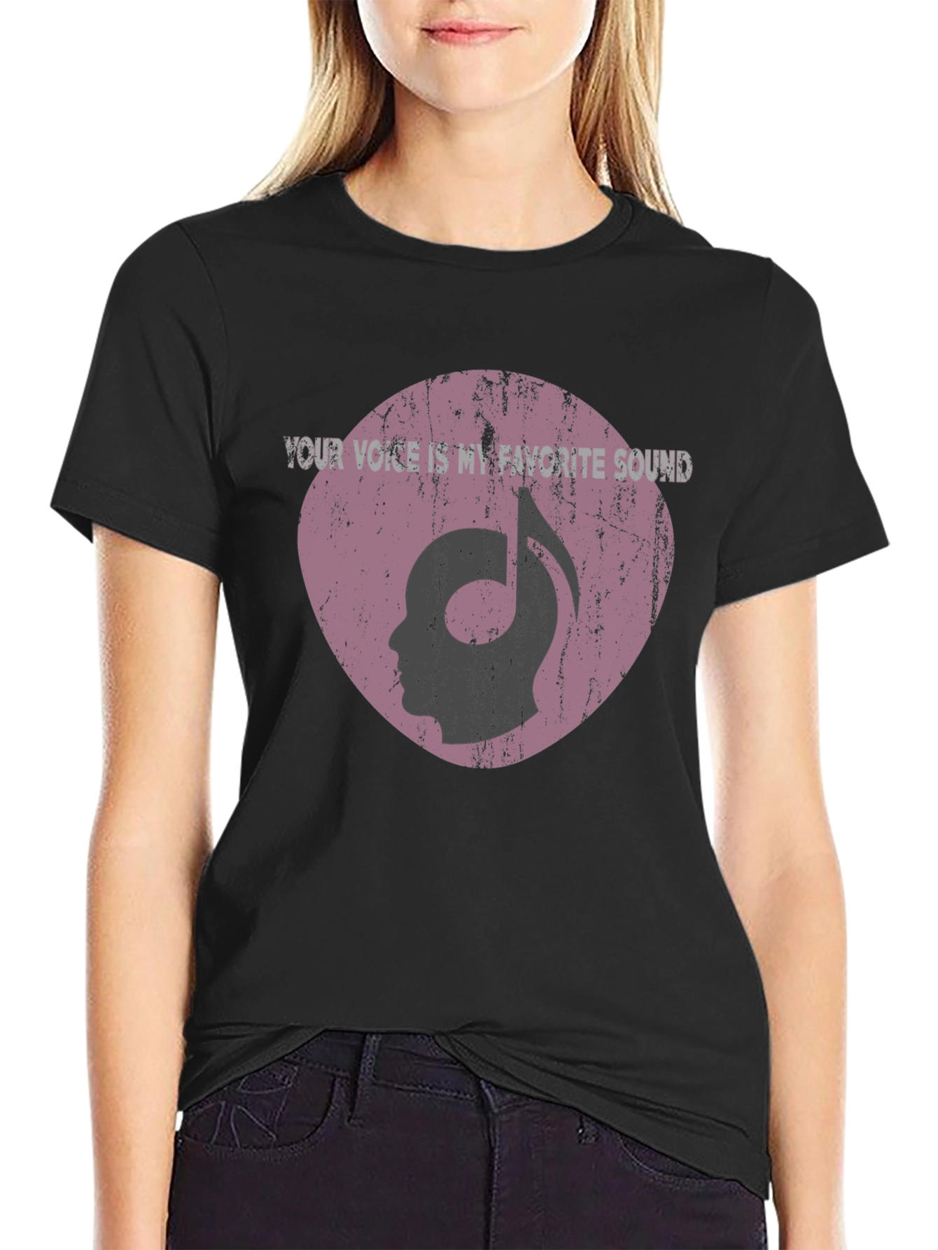 Music Note Head Silhouette Graphic T-Shirt