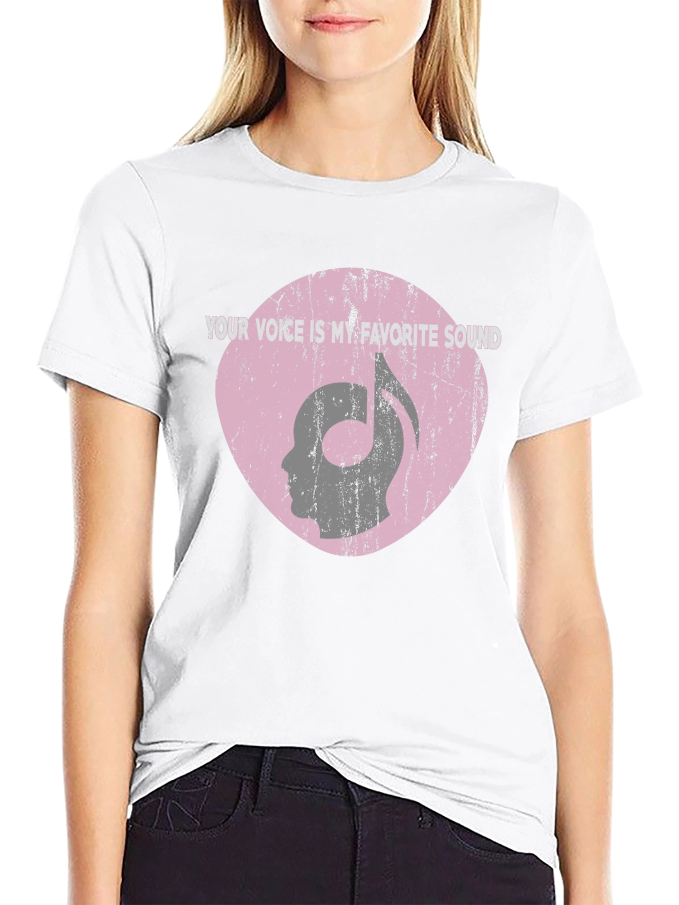 Music Note Head Silhouette Graphic T-Shirt