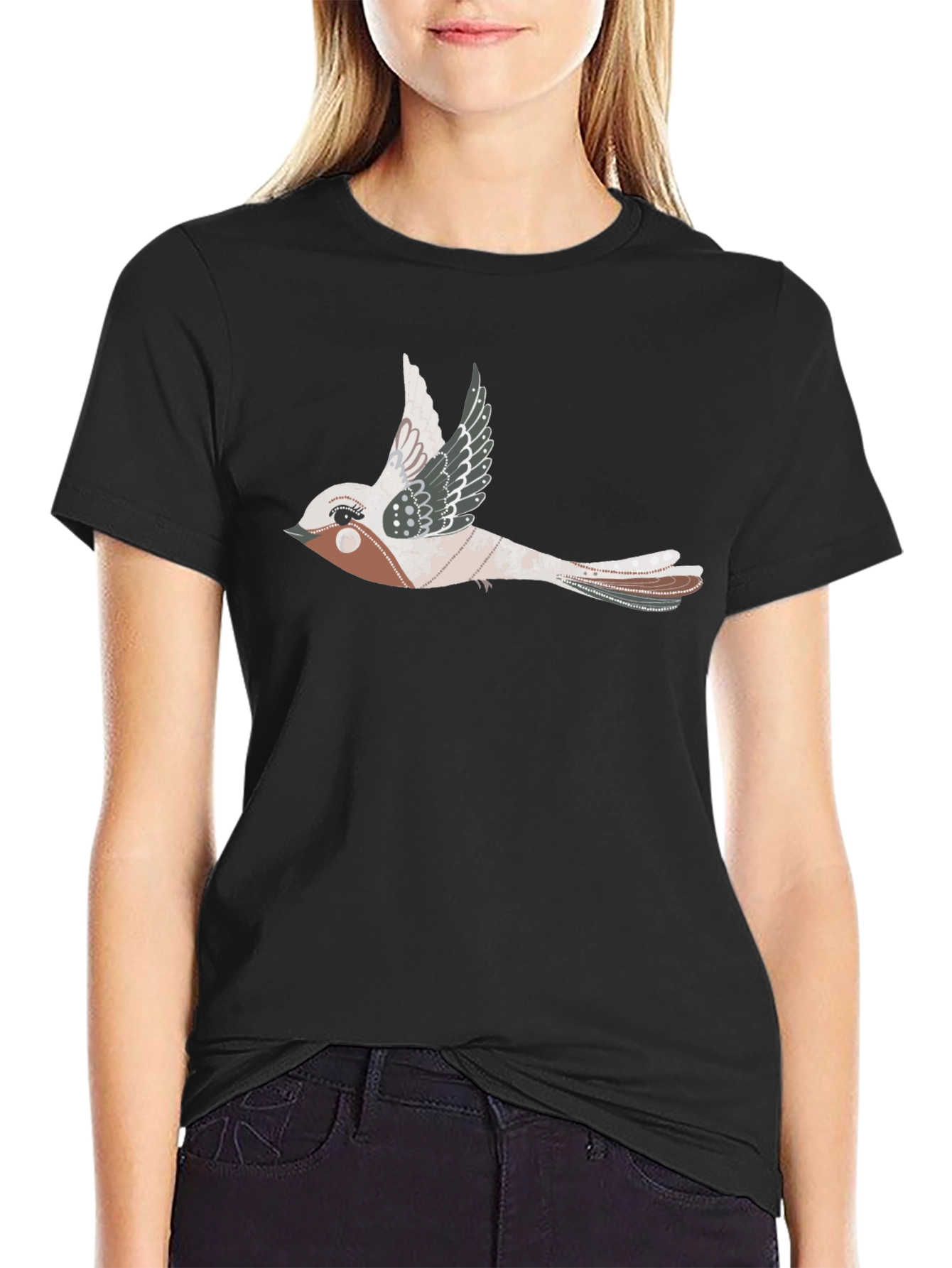Bird Graphic Black T-Shirt