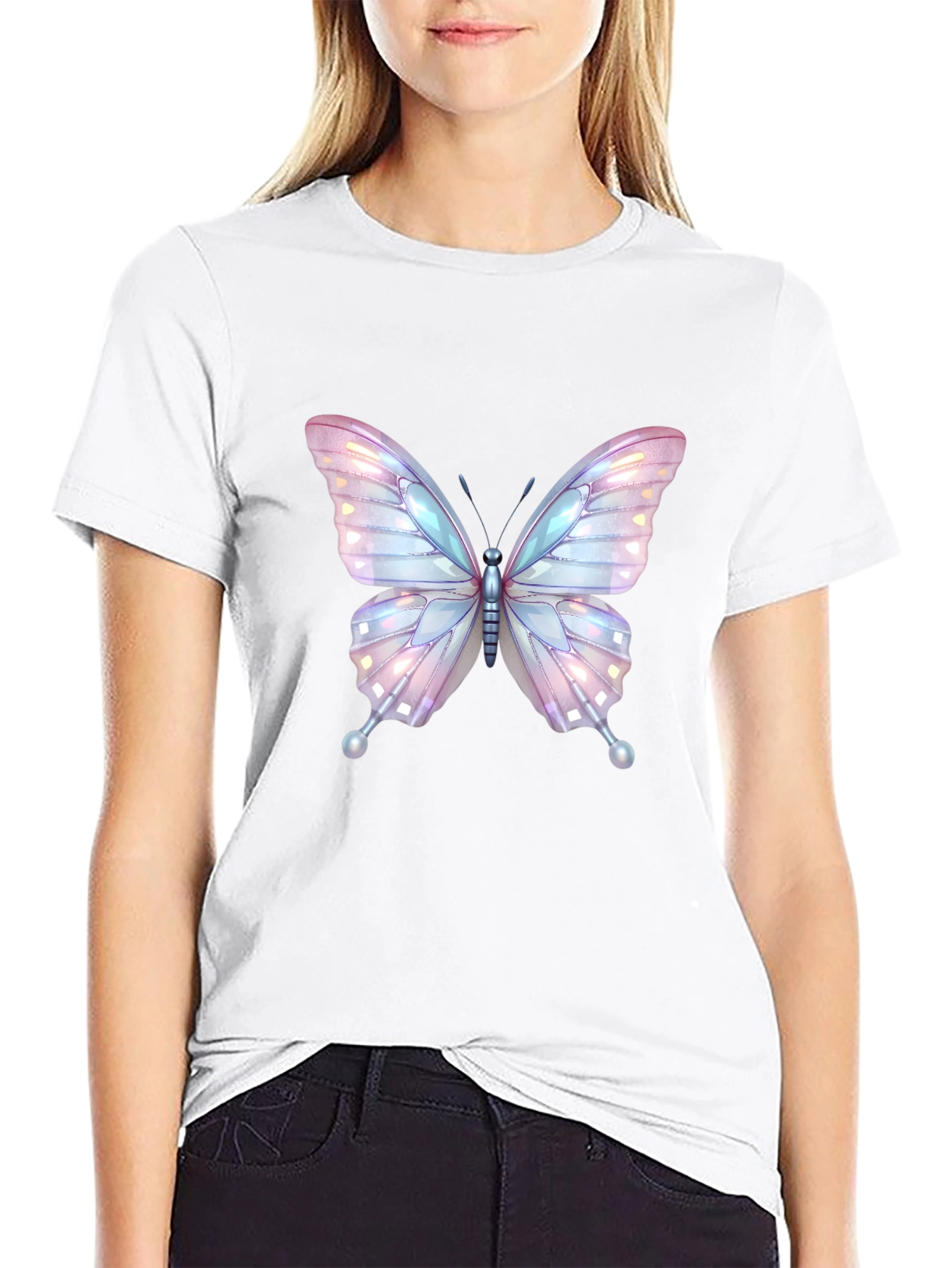 Butterfly Graphic Tee - Stylish Black Cotton T-Shirt