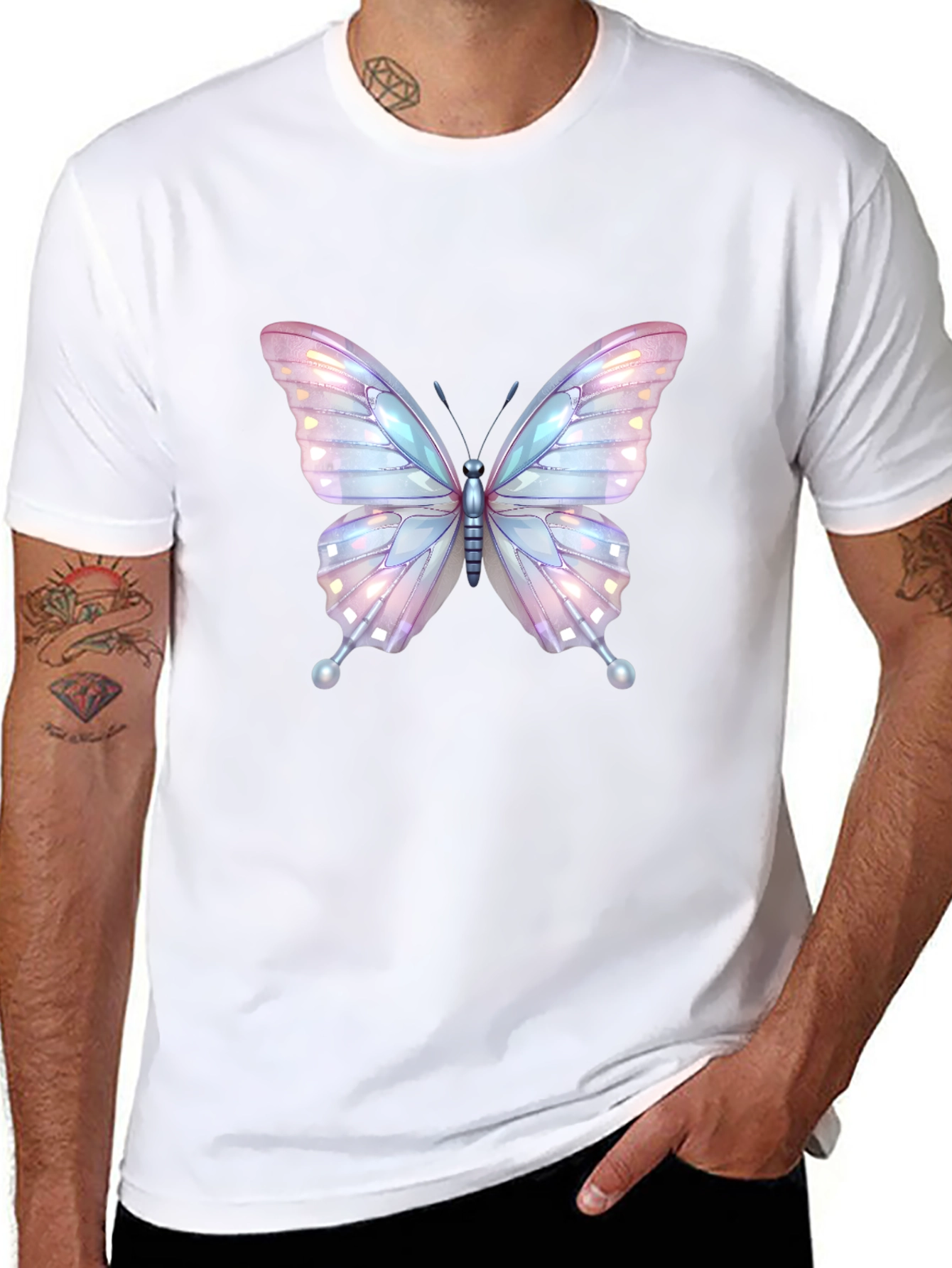 Butterfly Graphic Tee - Stylish Black Cotton T-Shirt