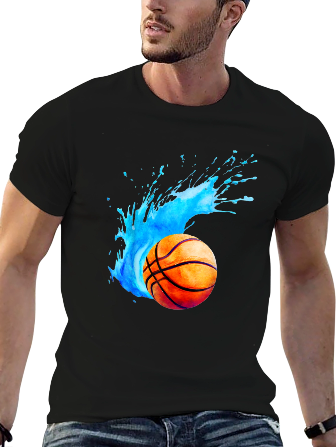 Basketball Splash Graphic Tee - Black