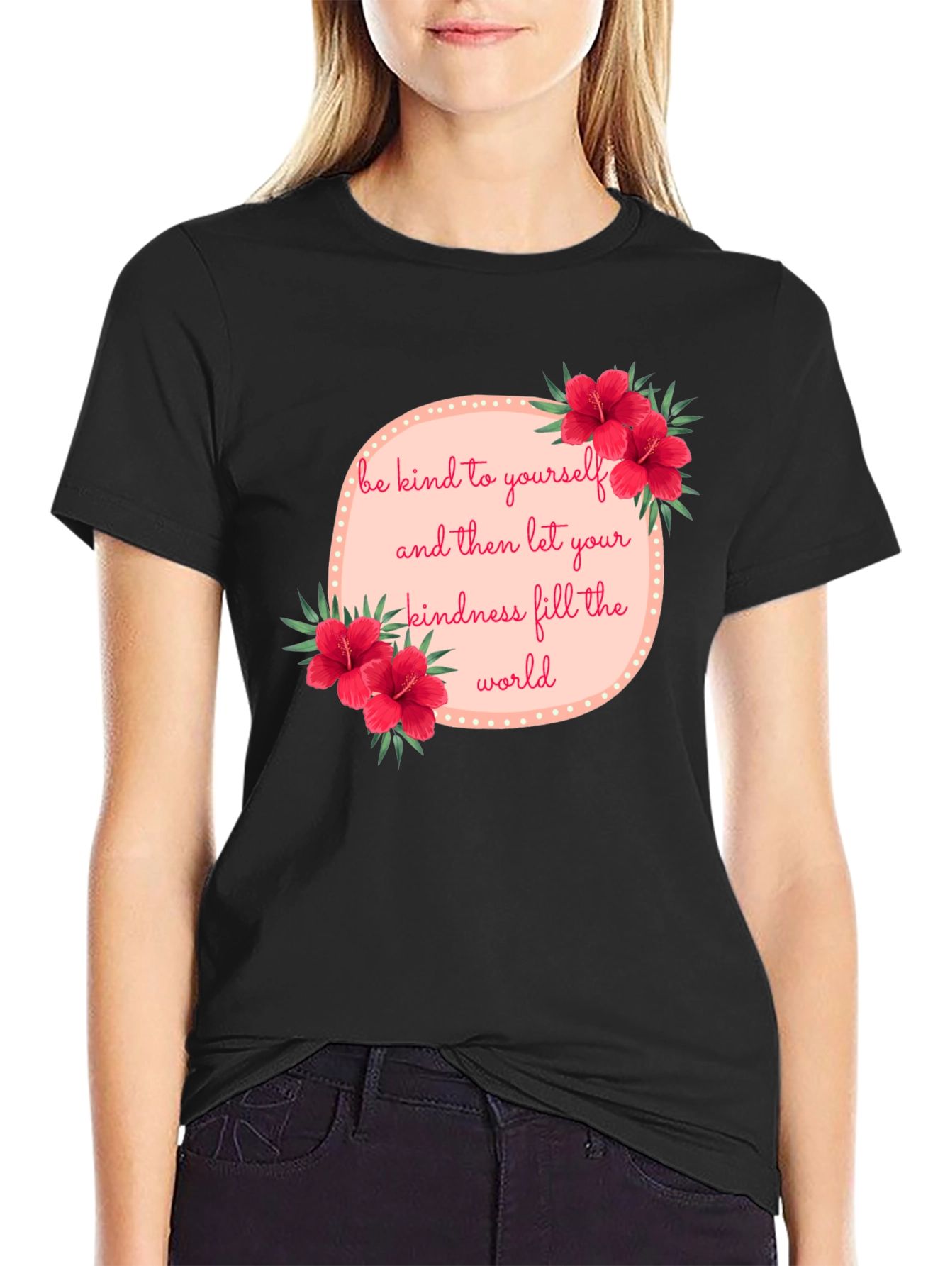Kindness Floral Graphic Tee - Black