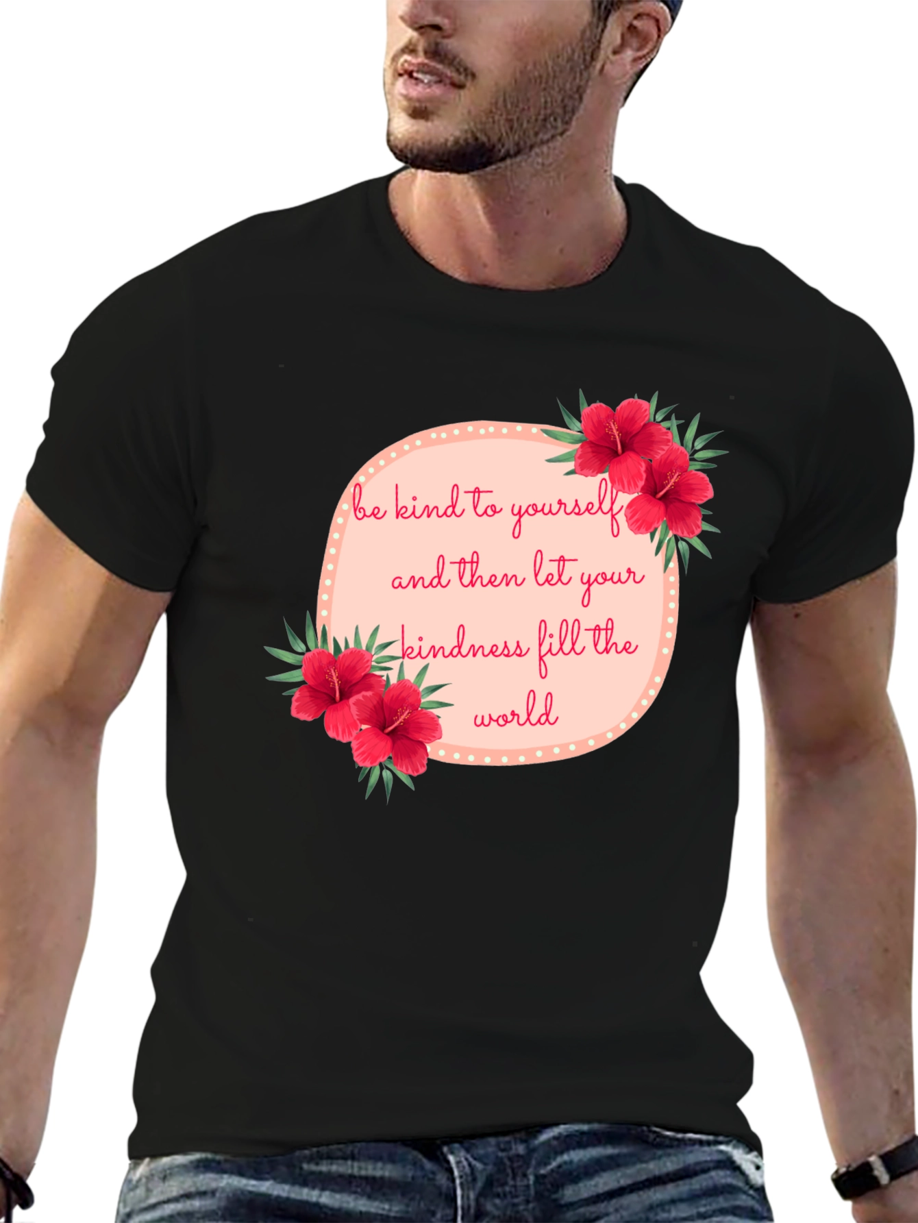 Kindness Floral Graphic Tee - Black