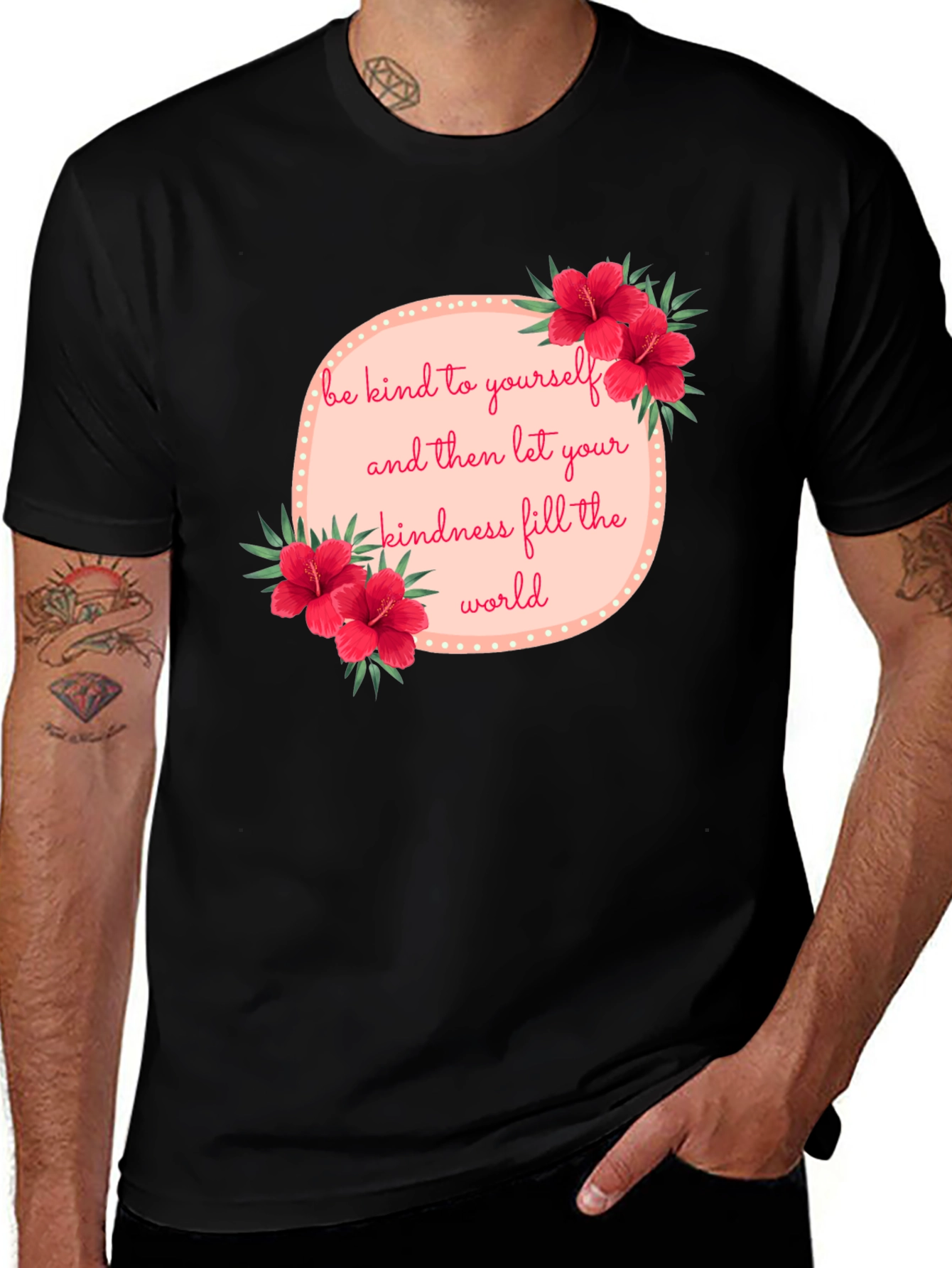 Kindness Floral Graphic Tee - Black