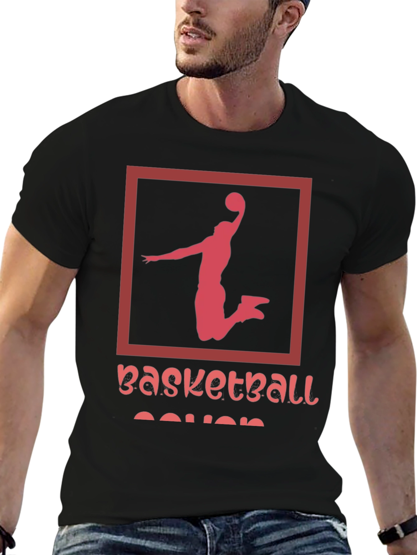 Basketball Player Graphic Tee - Black Cotton T-Shirt