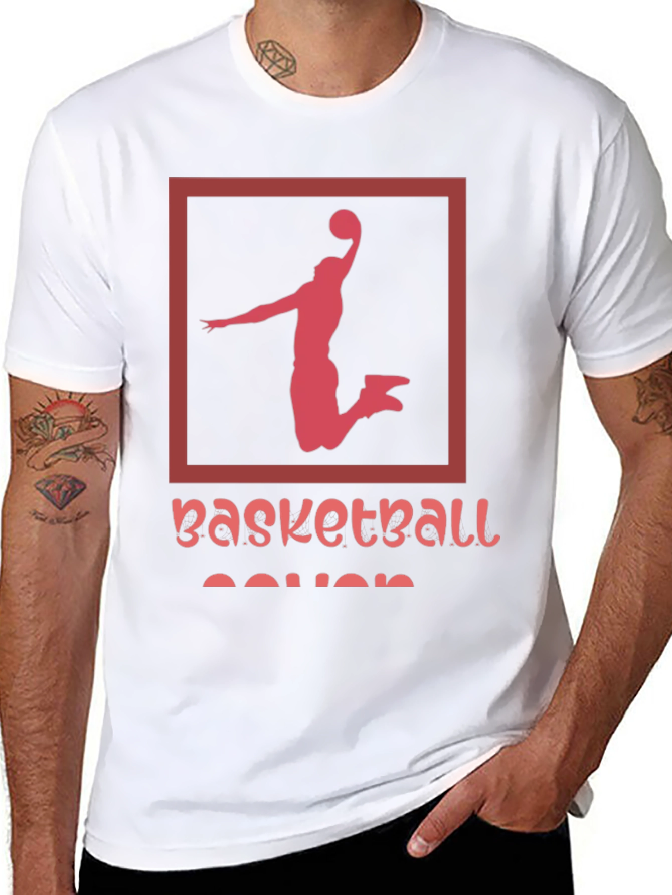 Basketball Player Graphic Tee - Black Cotton T-Shirt