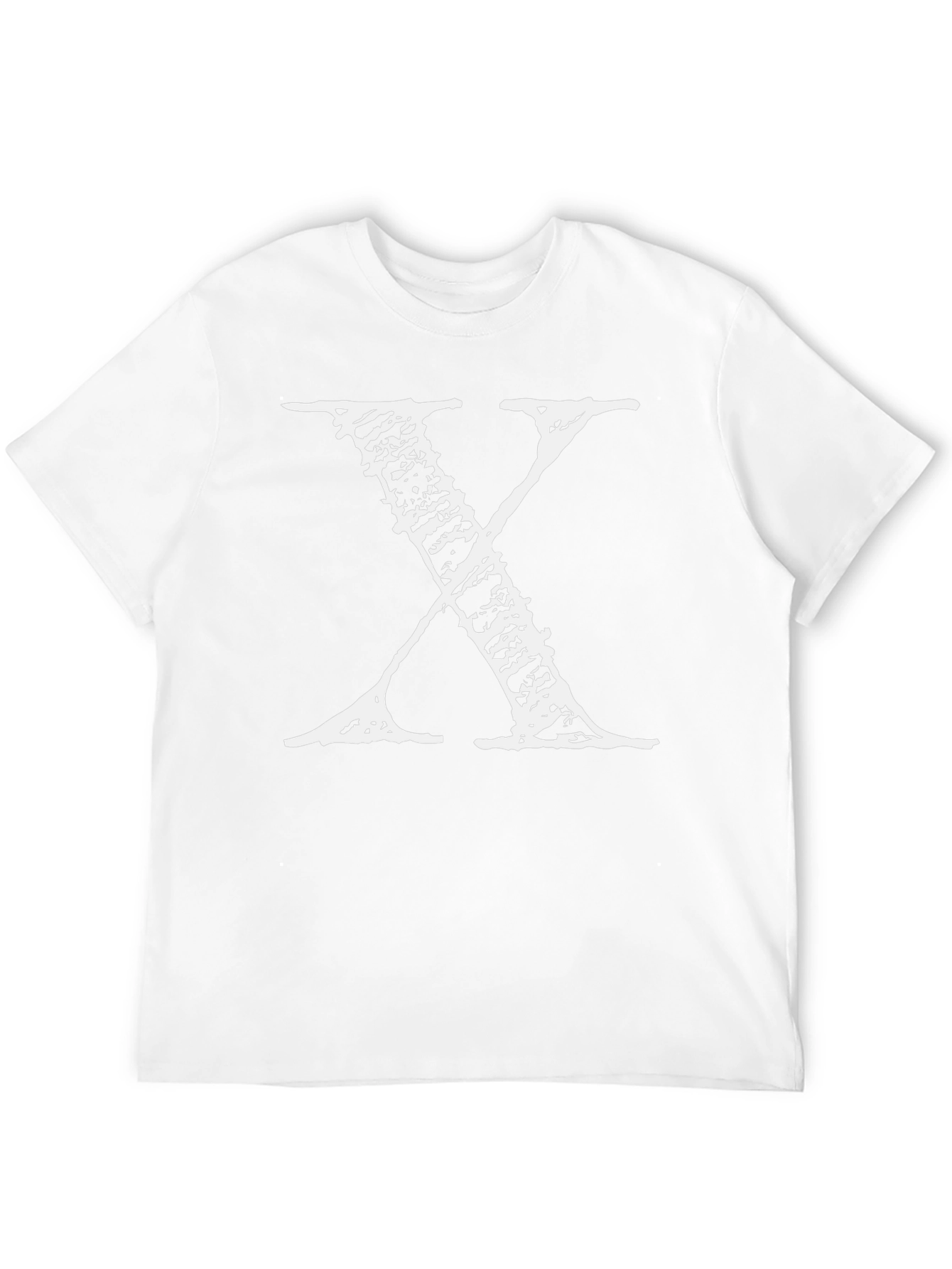 Mens Black T-Shirt with Distressed White X Print