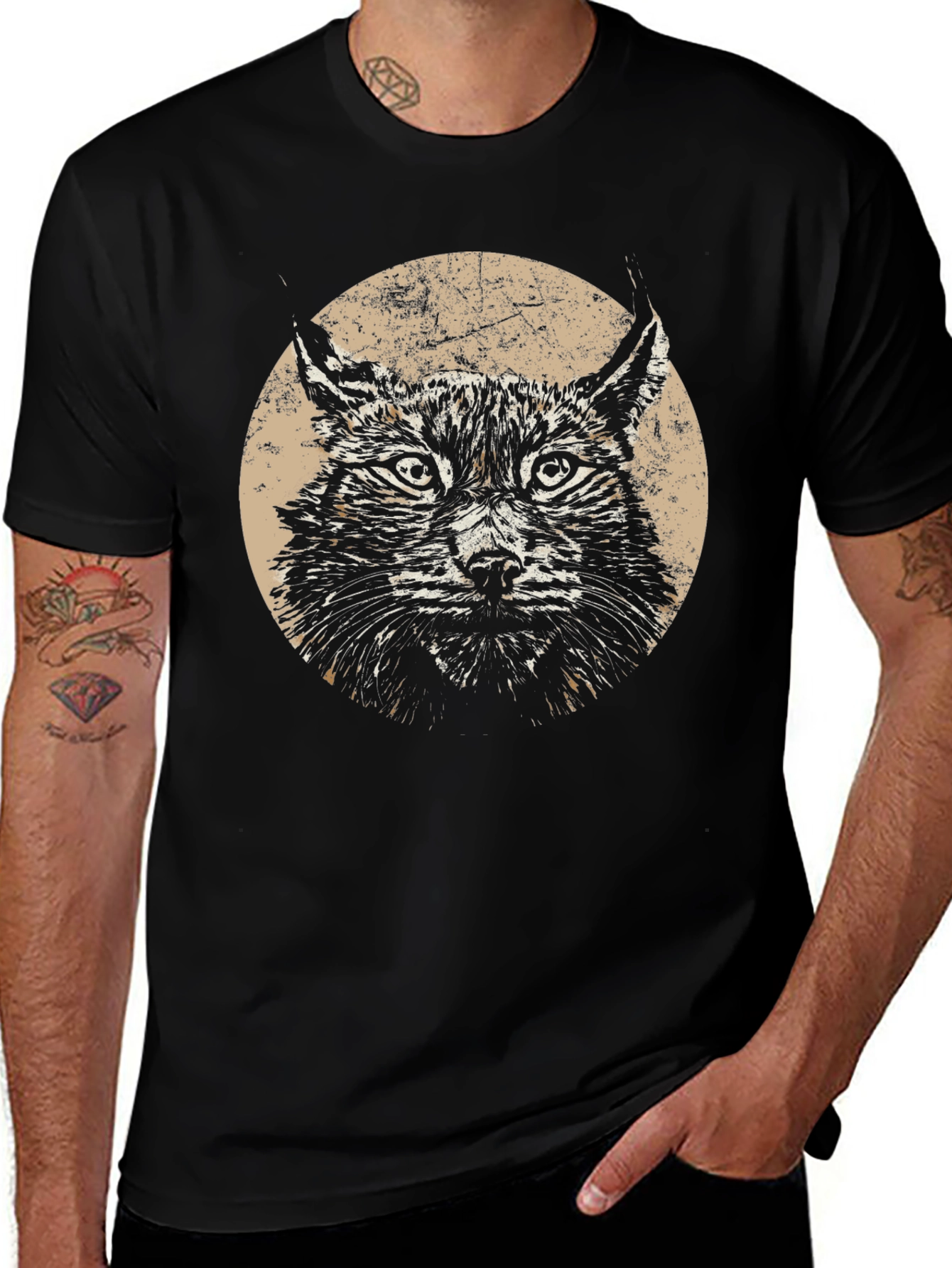 Lynx Graphic Print Black T-Shirt