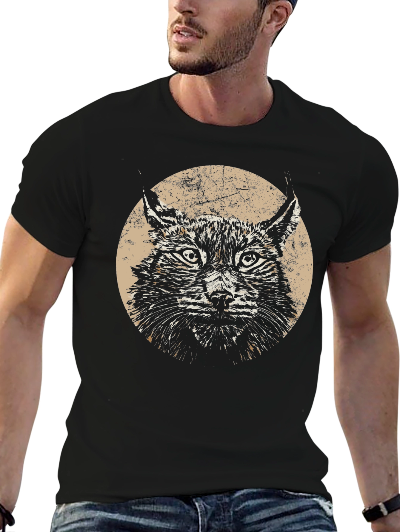 Lynx Graphic Print Black T-Shirt