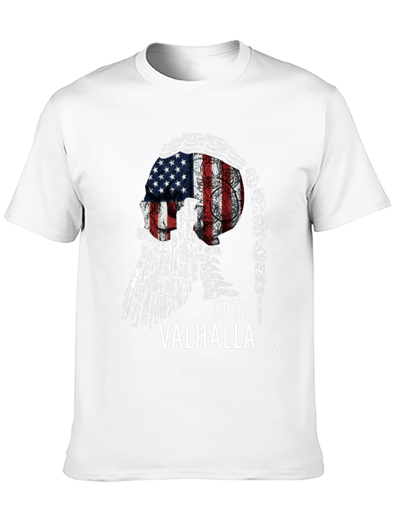 Until Valhalla American Flag Skull T-Shirt