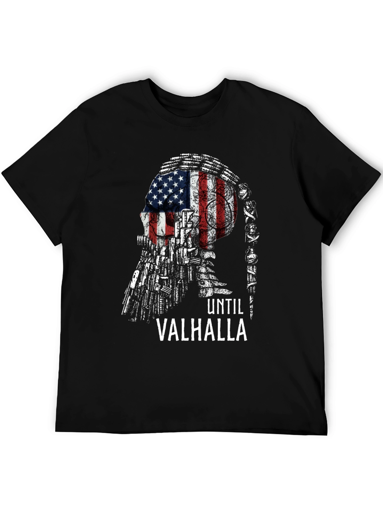 Until Valhalla American Flag Skull T-Shirt