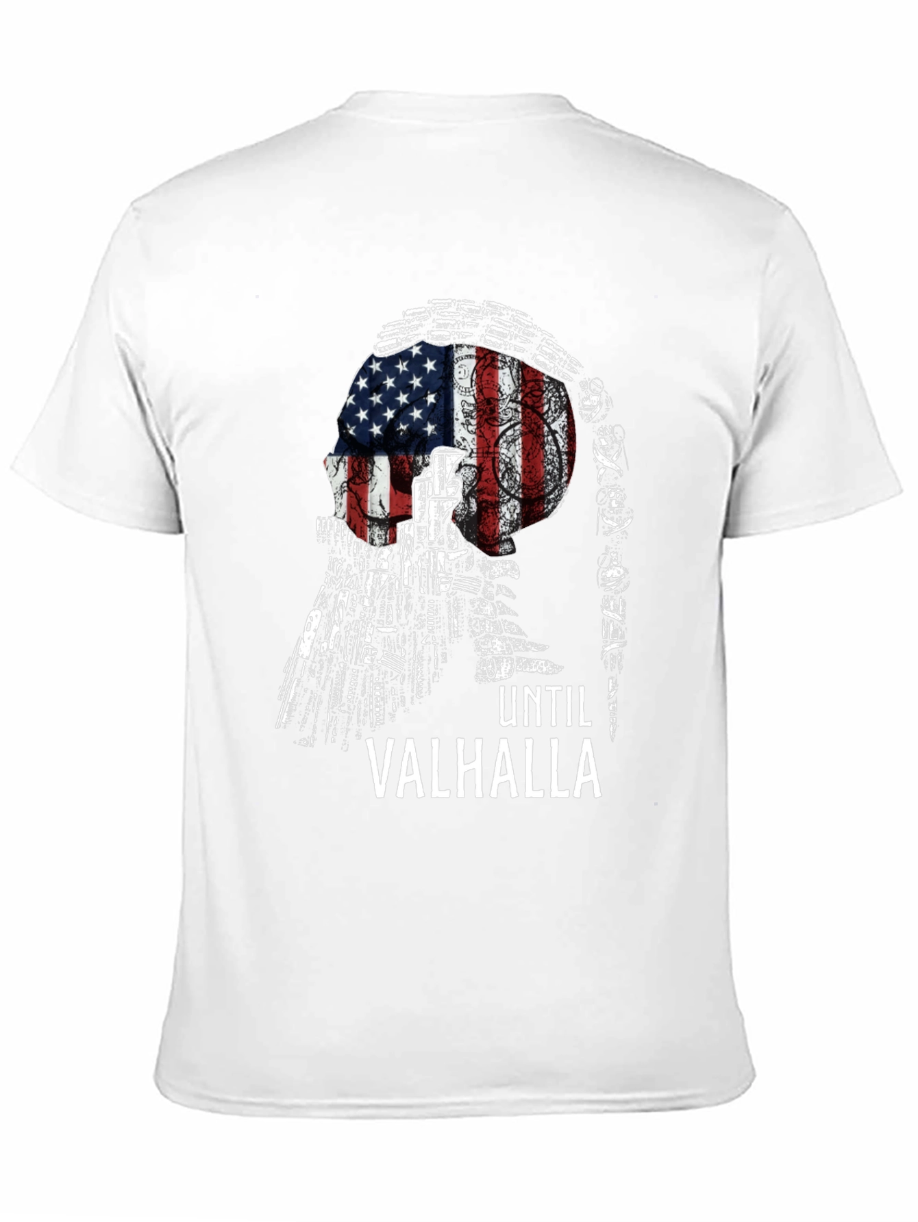 Until Valhalla American Flag Skull T-Shirt