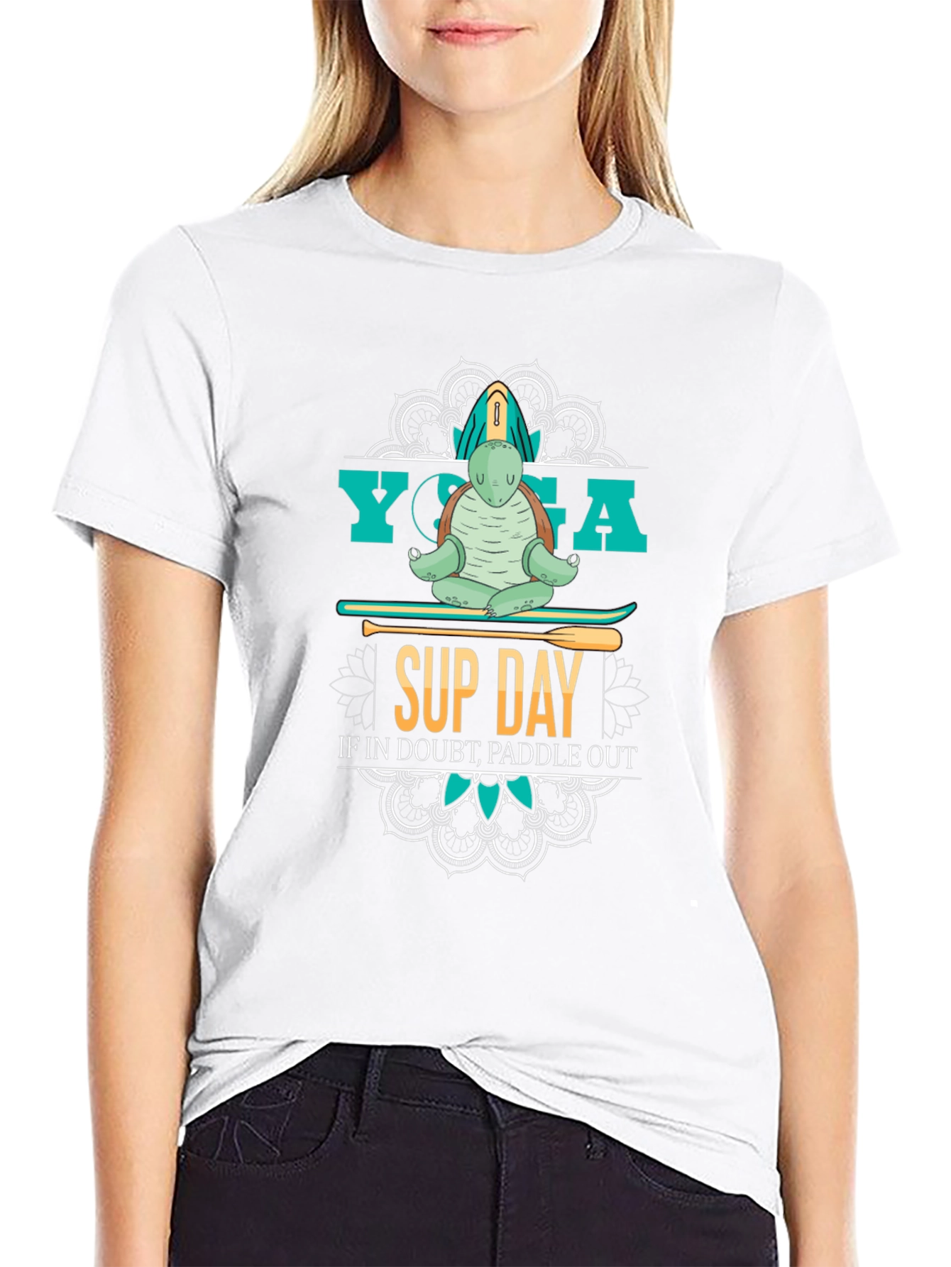 Yoga Sup Day Turtle Graphic T-Shirt