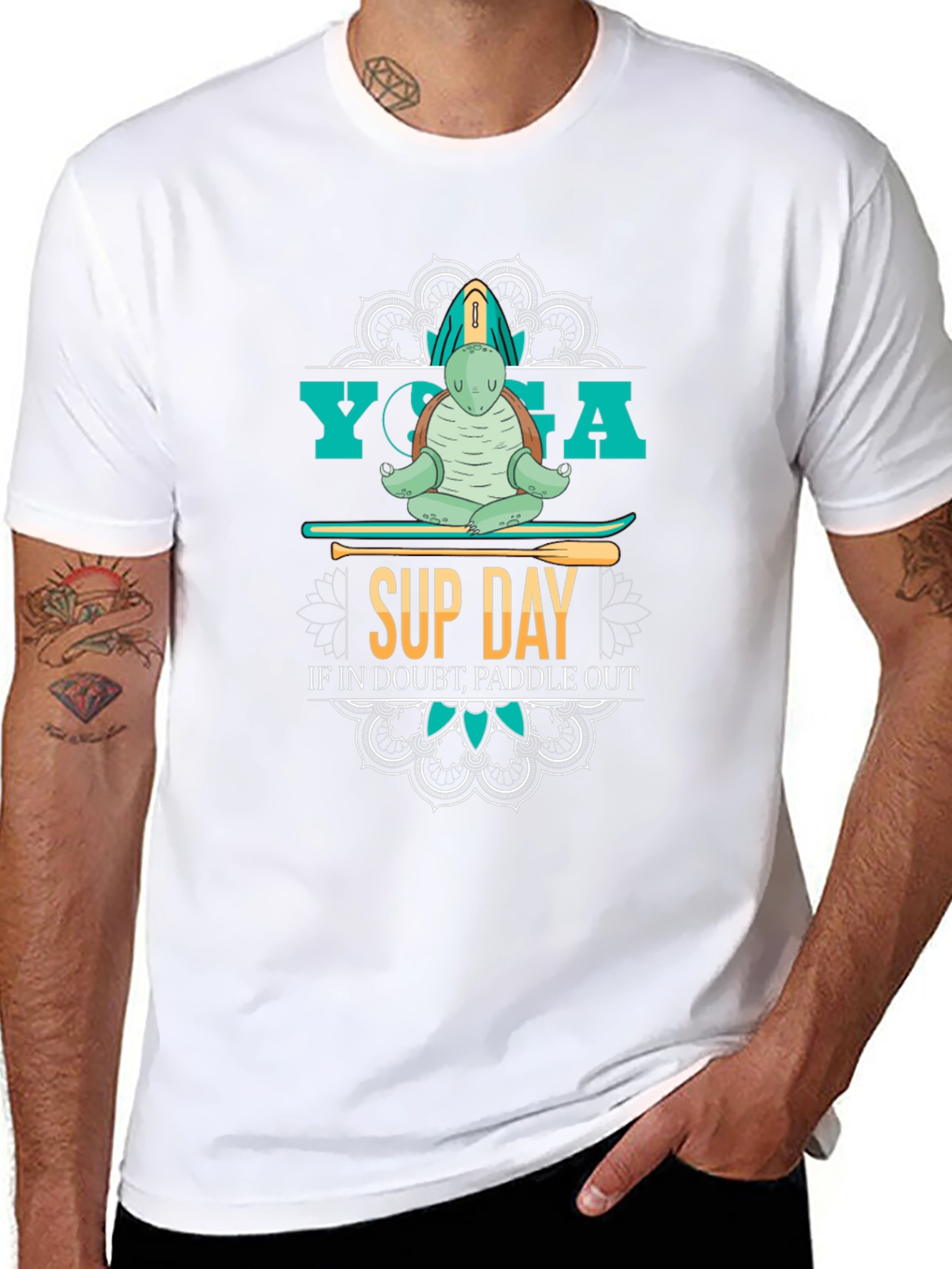 Yoga Sup Day Turtle Graphic T-Shirt