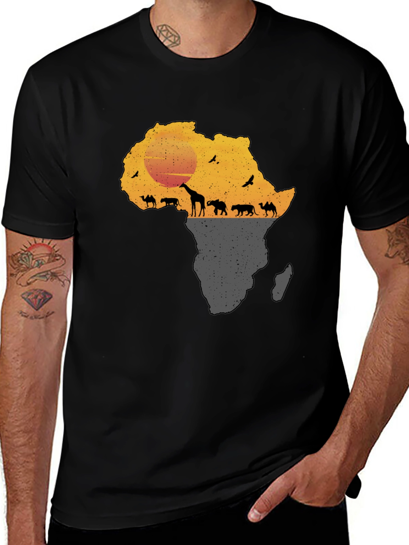 African Safari Silhouette Graphic Tee