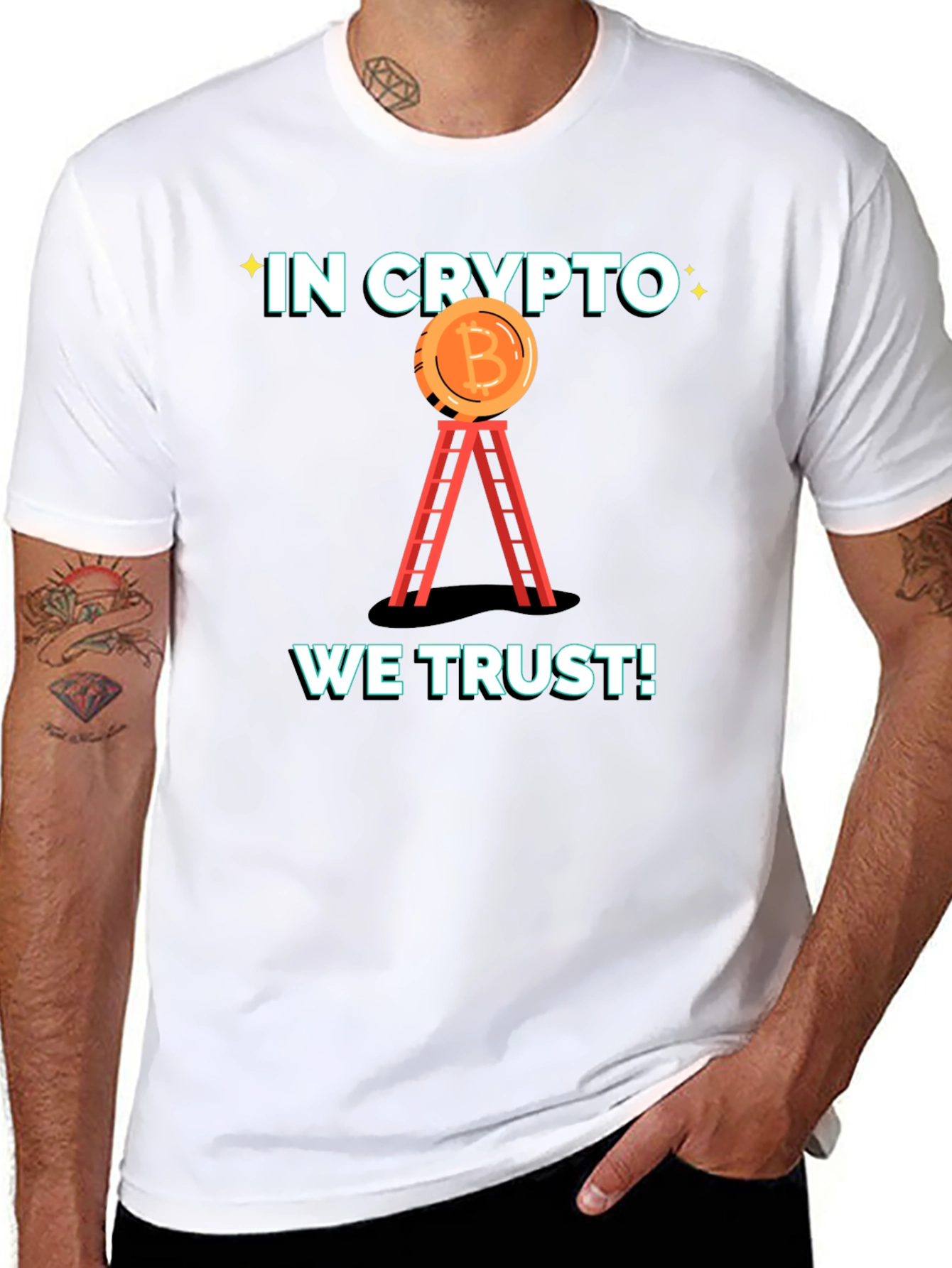 In Crypto We Trust T-Shirt - Bitcoin Ladder Design