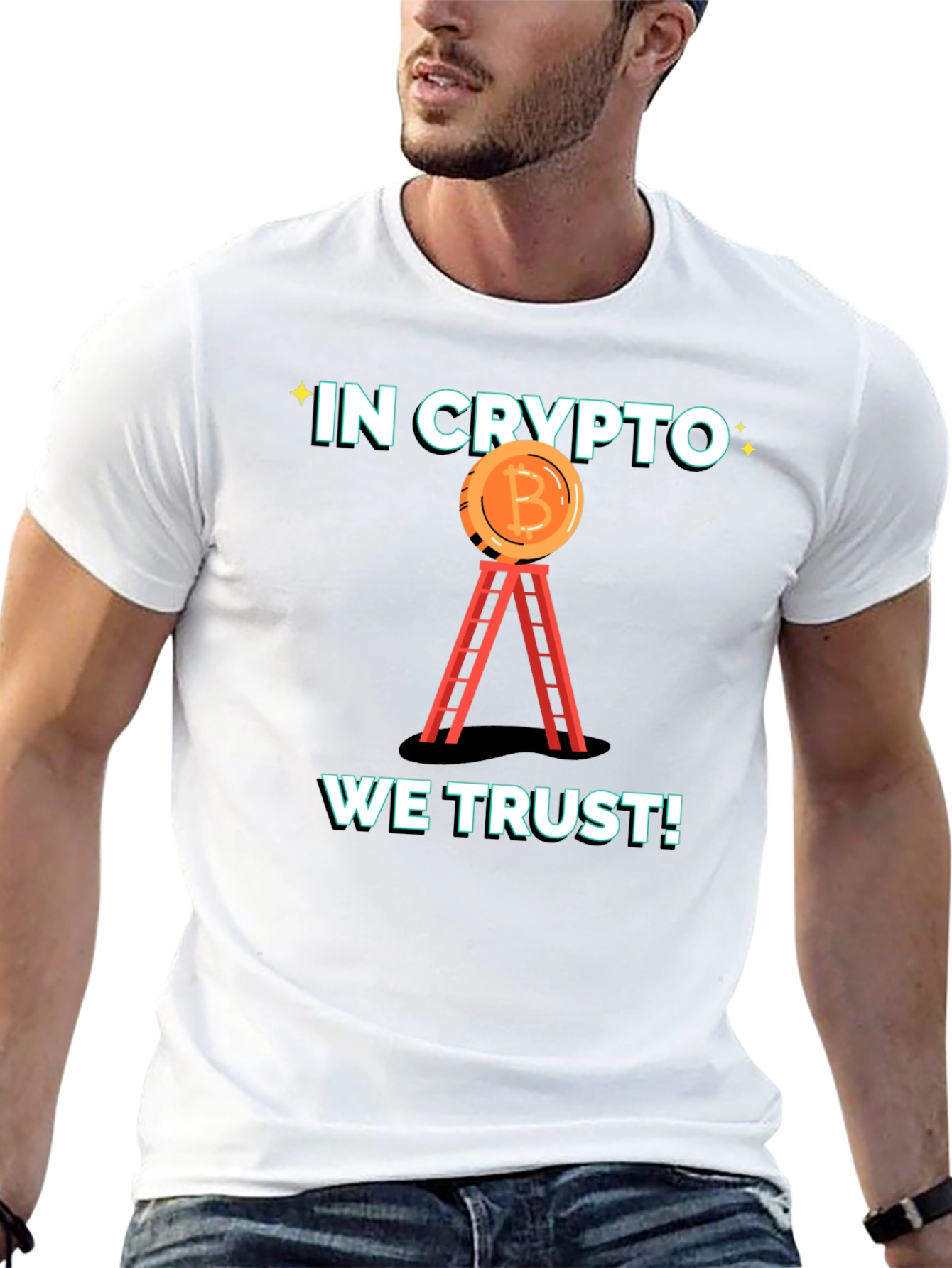 In Crypto We Trust T-Shirt - Bitcoin Ladder Design